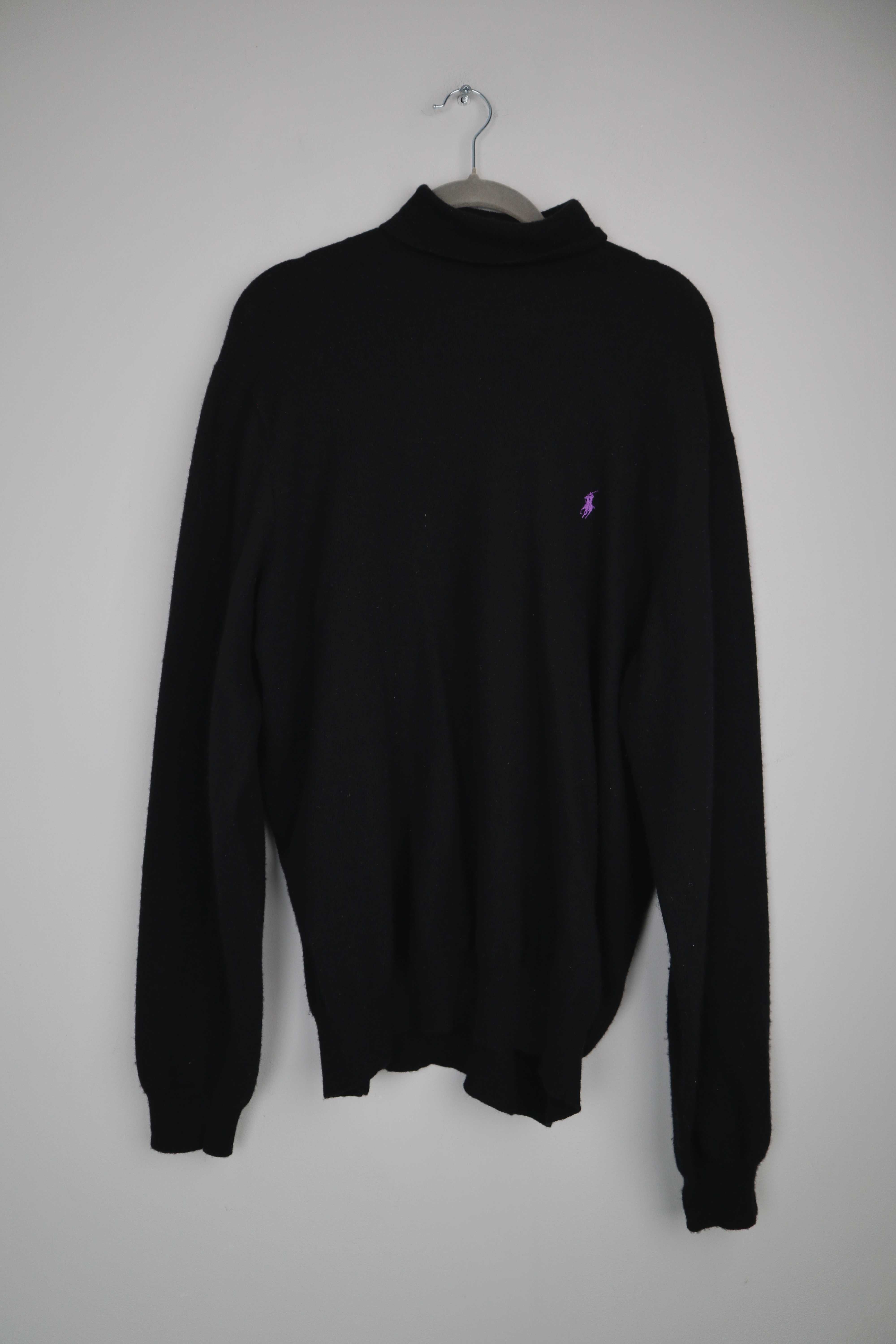 Ralph Lauren Polo Pullover Hoodie Rollkragenpullover L Schwarz Merino