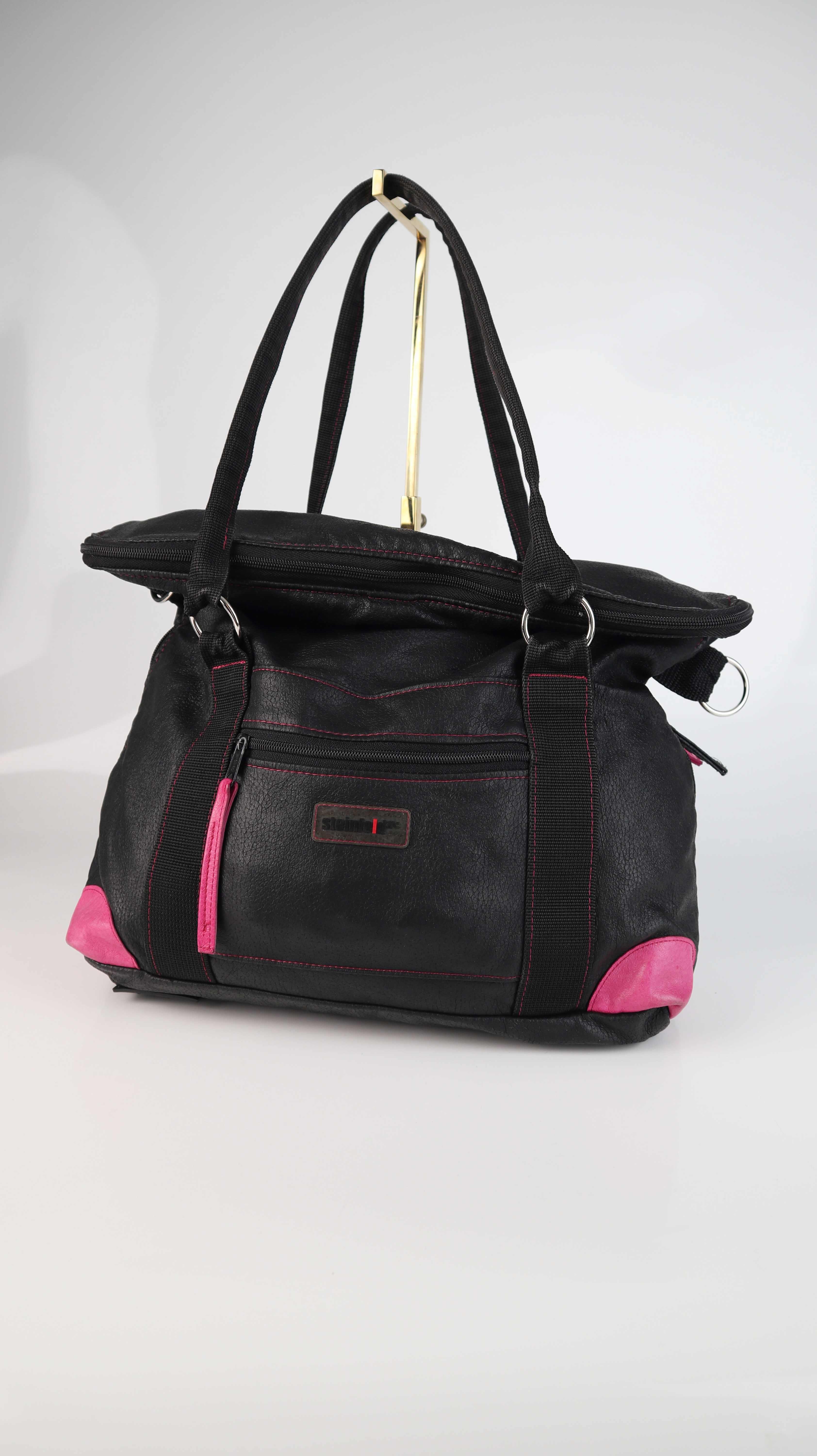 Steinfeld 17 Tasche schwarz Shopper Schultertasche Pink Kunstleder