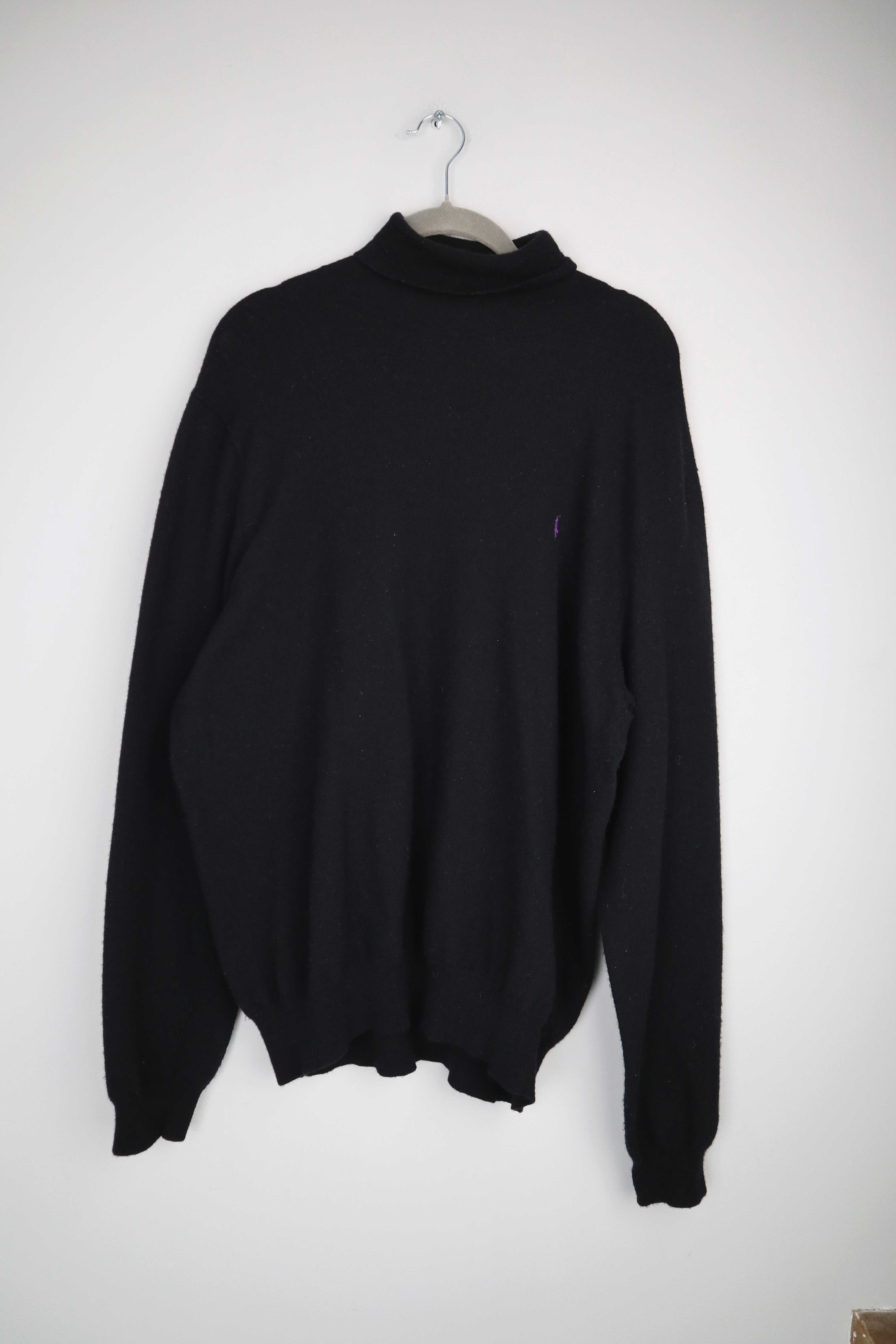 Ralph Lauren Polo Pullover Hoodie Rollkragenpullover L Schwarz Merino