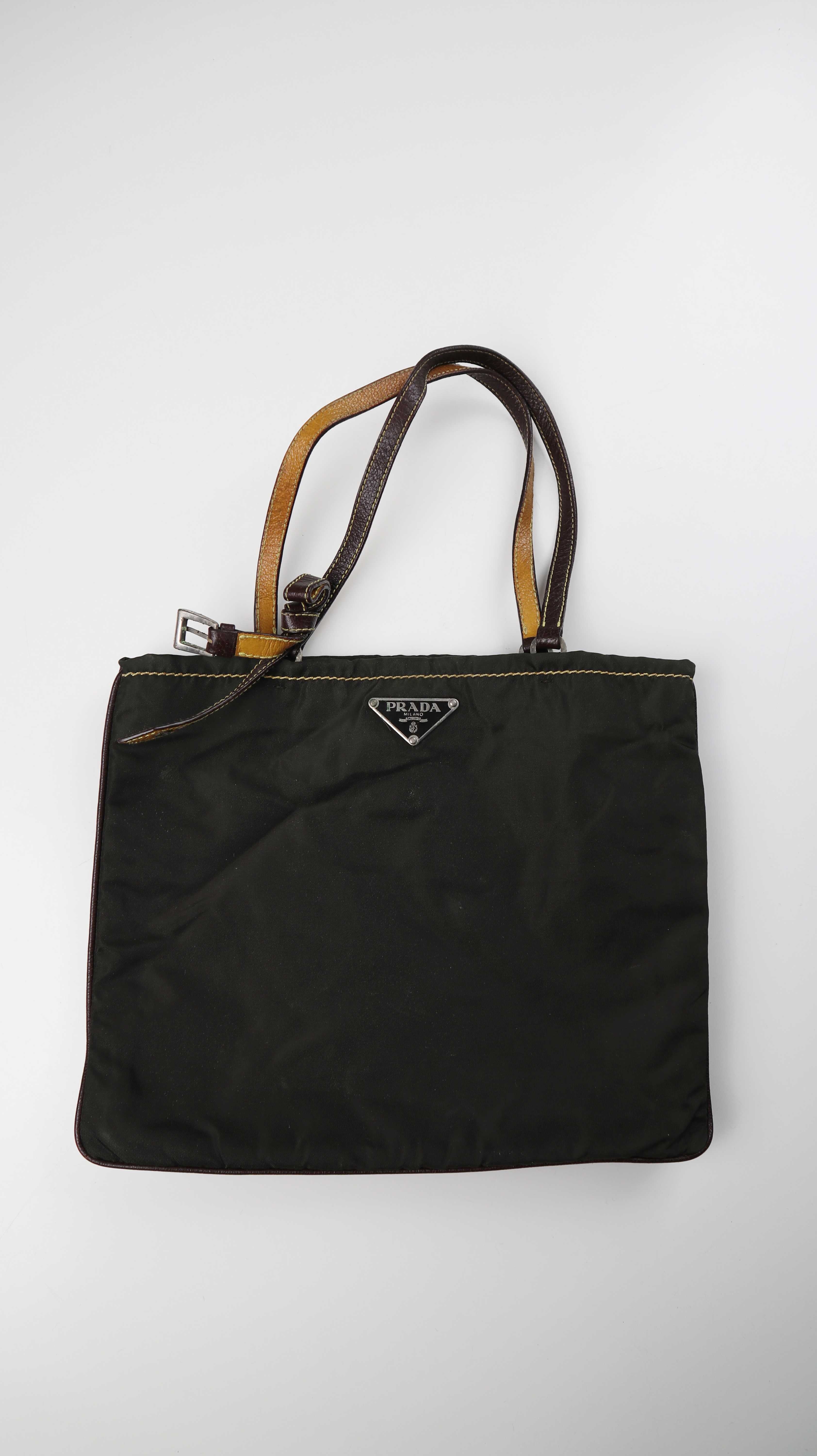 Prada Handtasche true Vintage klein Minibag braun gelb Abendtasche