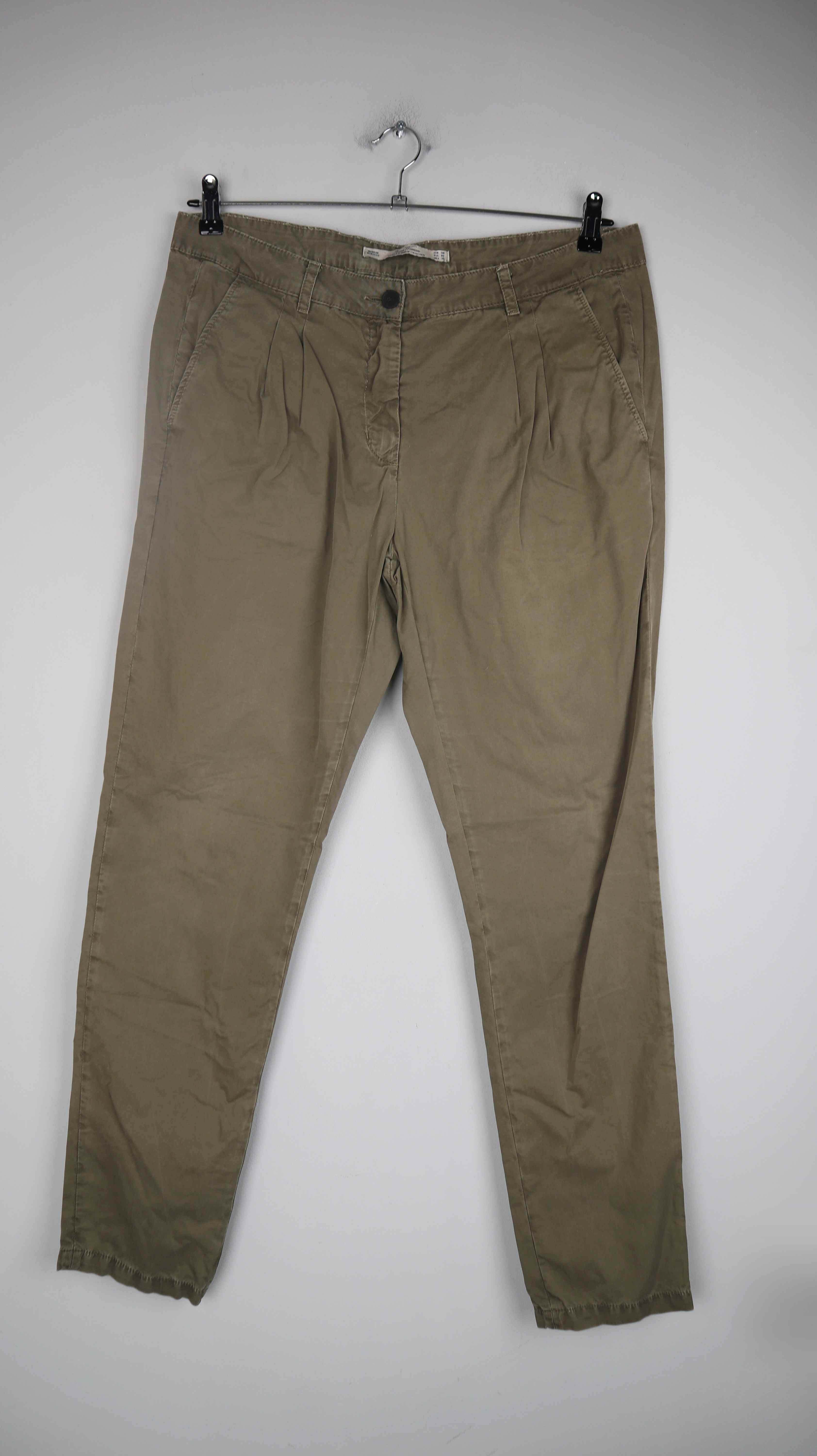 Zara Women Hose Chino grün Khaki 40 L Stoffhose