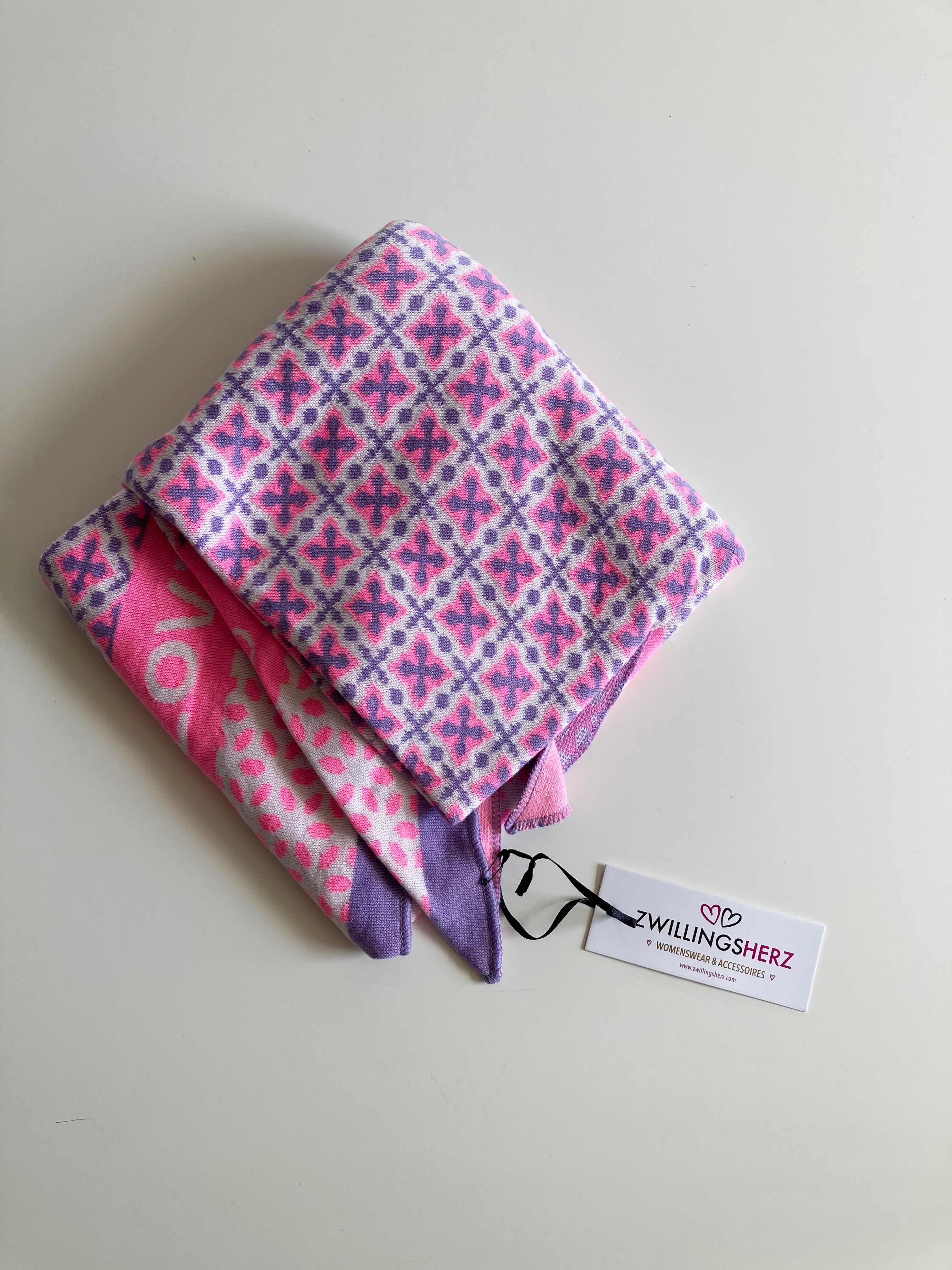 Zwillingsherz Tuch Dreieckstuch Schal Rosa Lila Flieder Neu