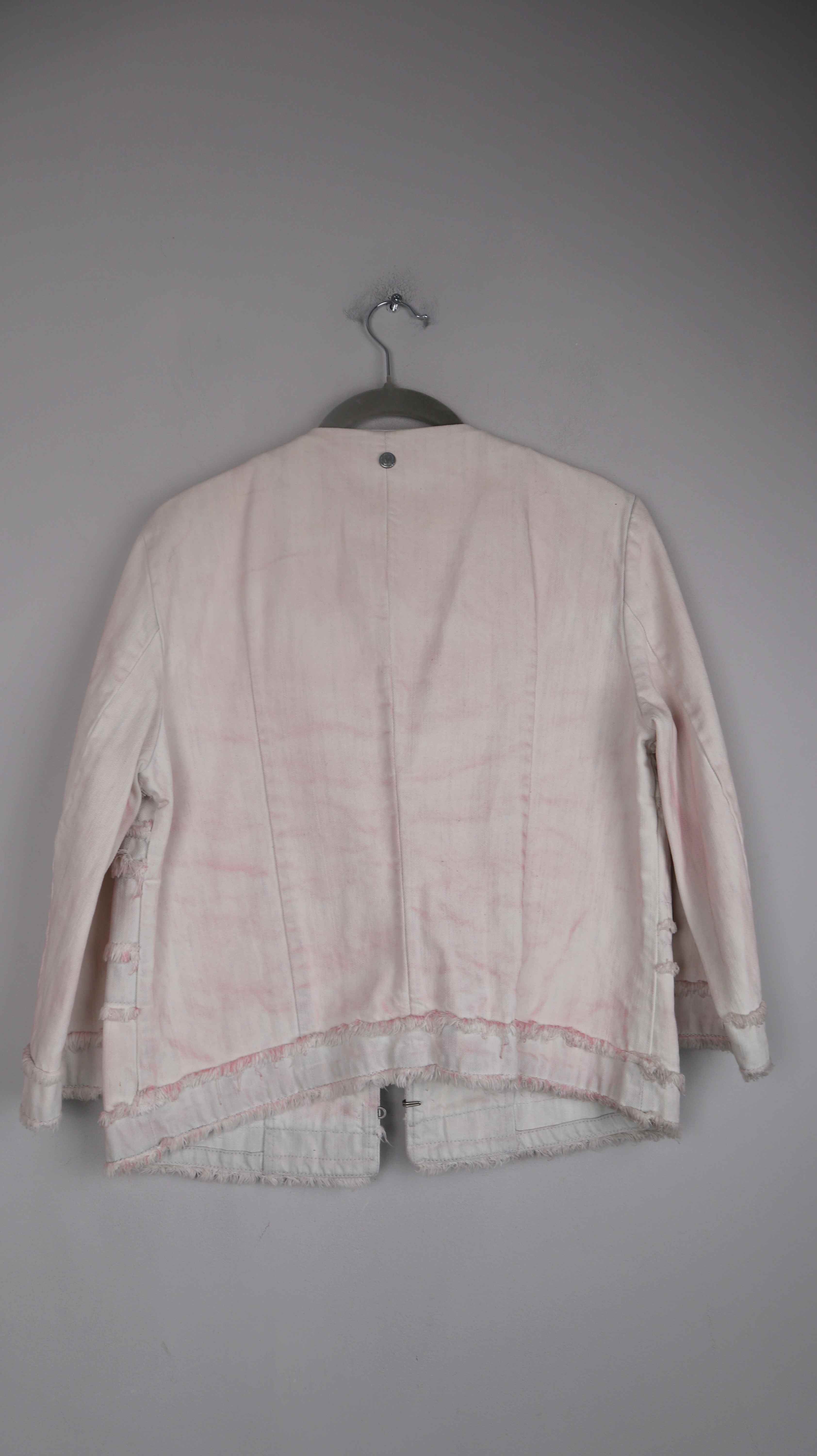 Raer Jacke Jeansjacke Rosa Weiß 44 L XL Perlen Blazer