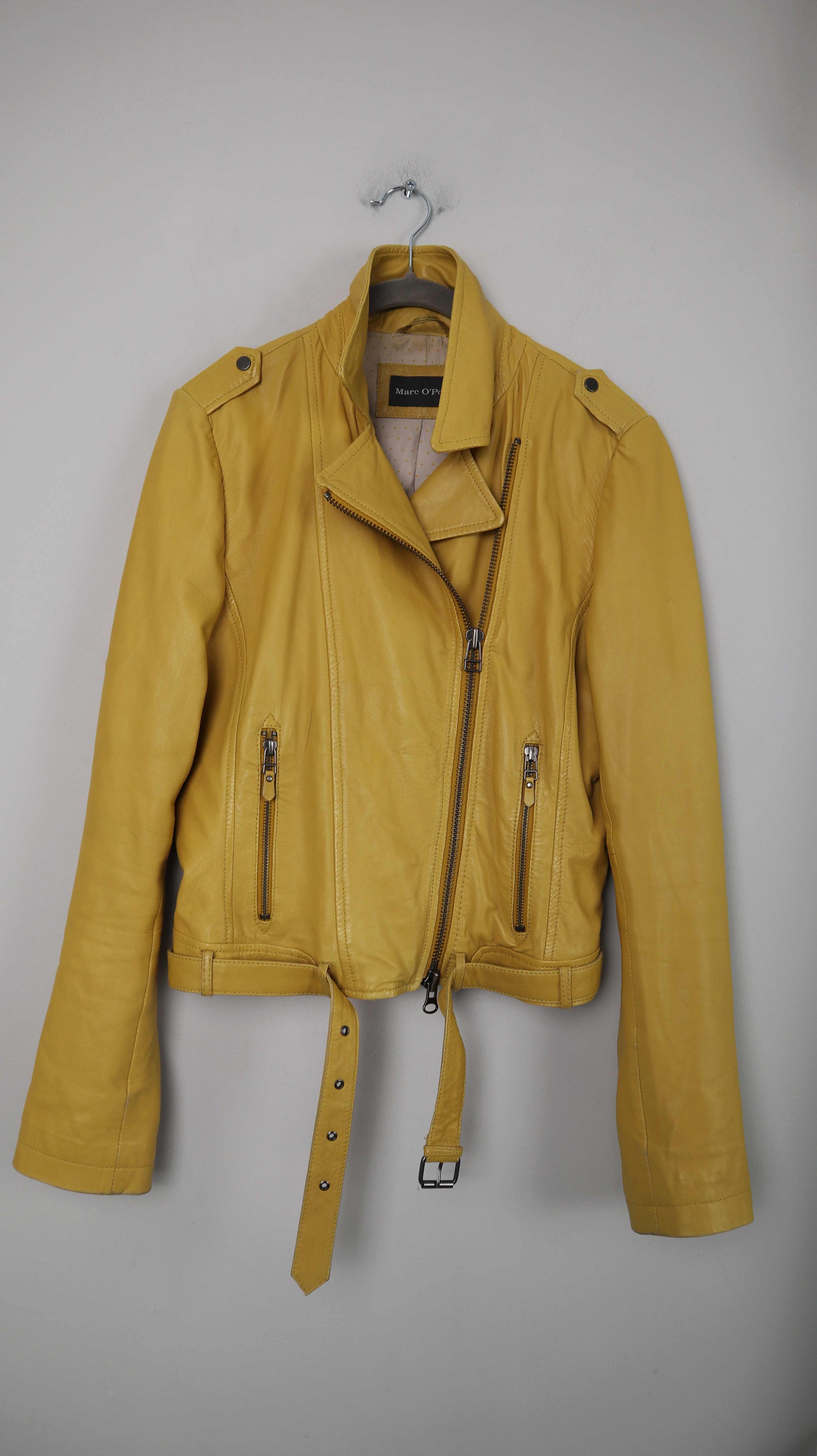 Marc O'Polo Lederjacke Gelb 38 M Bikerjacke basic Jacke Leder Senfgelb