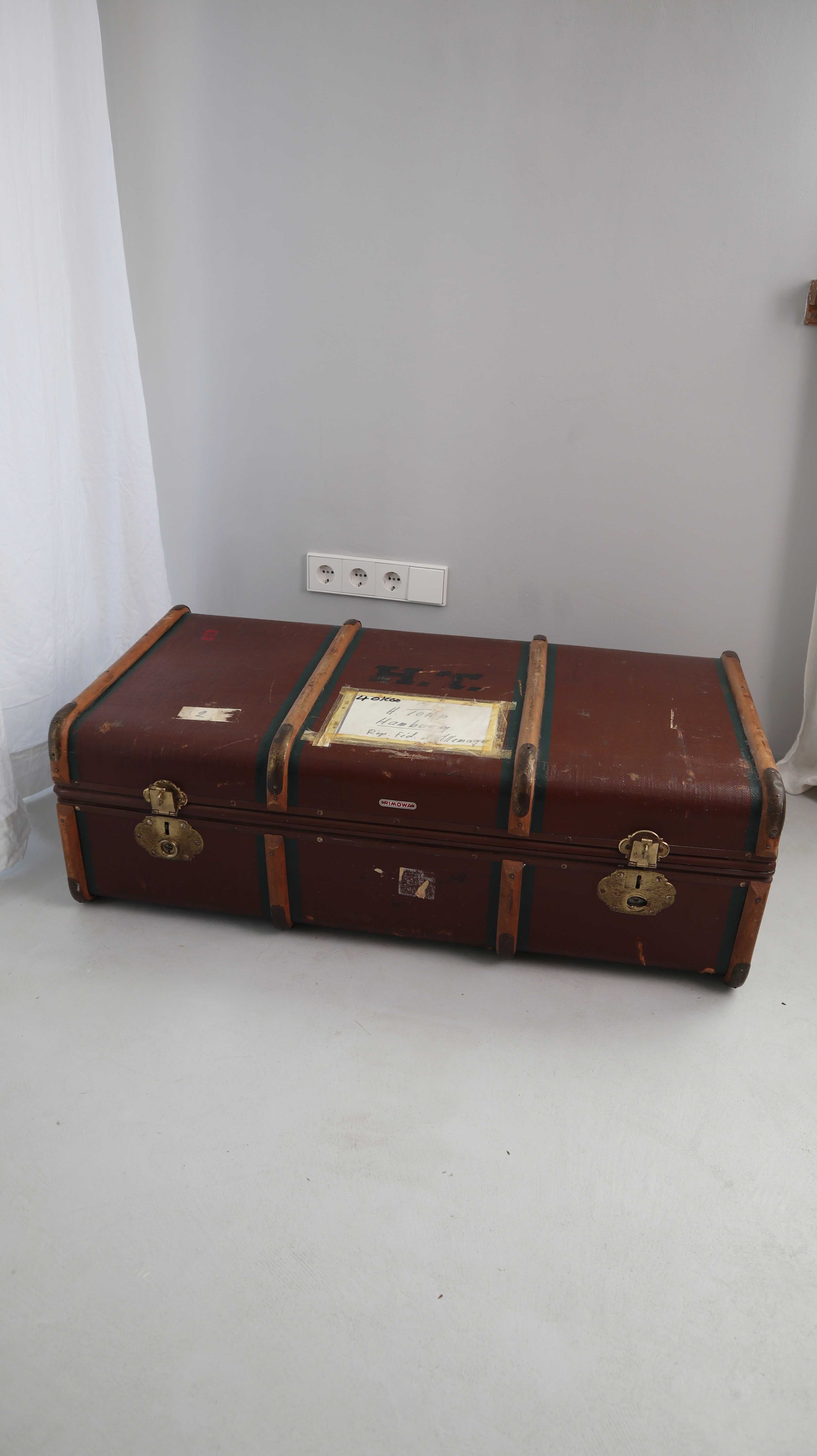 Alter Rimowa Koffer Reisekoffer Überseekoffer braun Couchtisch true Vintage Nostalgie