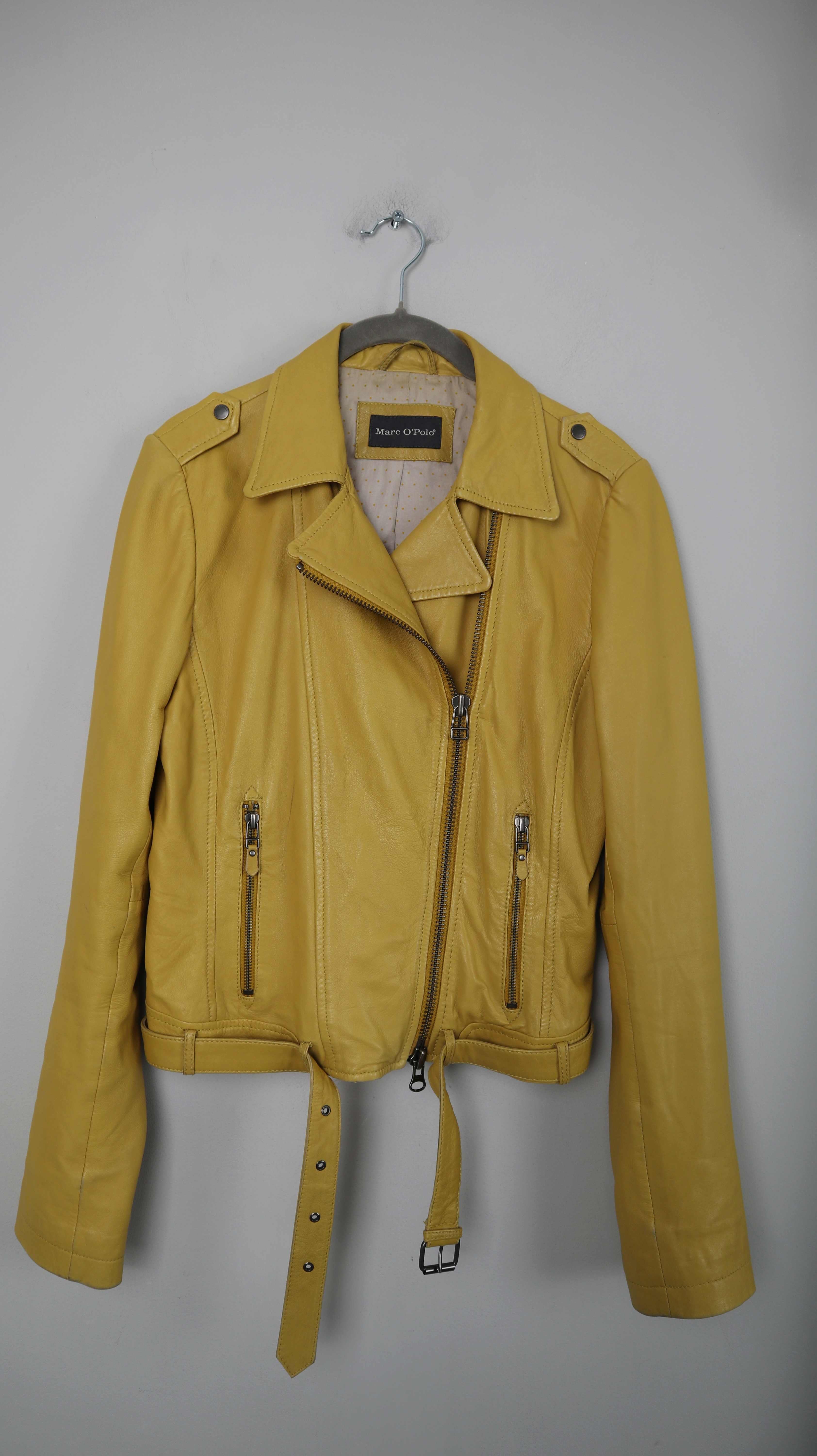 Marc O'Polo Lederjacke Gelb 38 M Bikerjacke basic Jacke Leder Senfgelb
