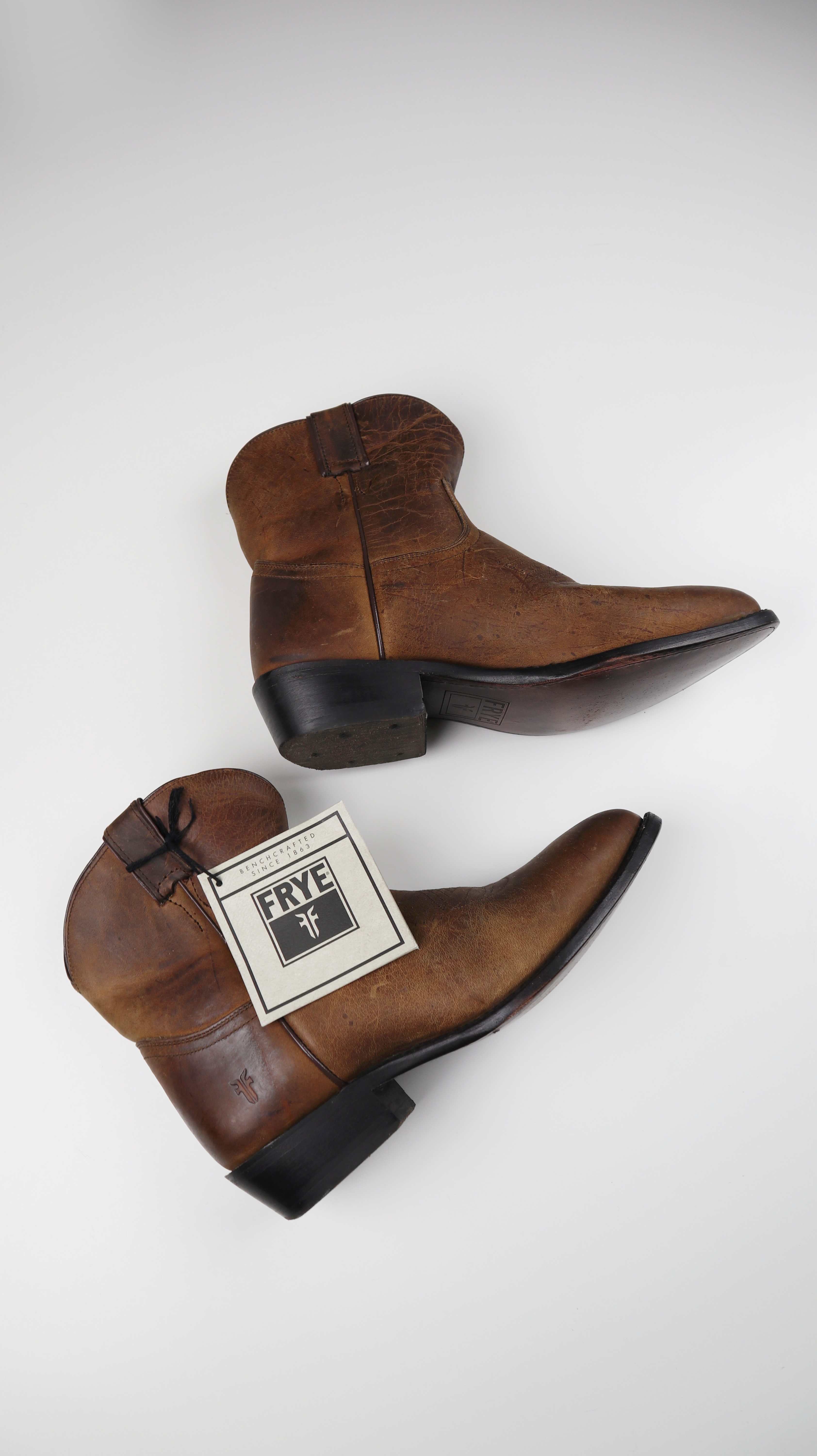 Frye Stiefeletten braun Leder Stiefel 40 neu Lederstiefeletten Boots Cowboyboots