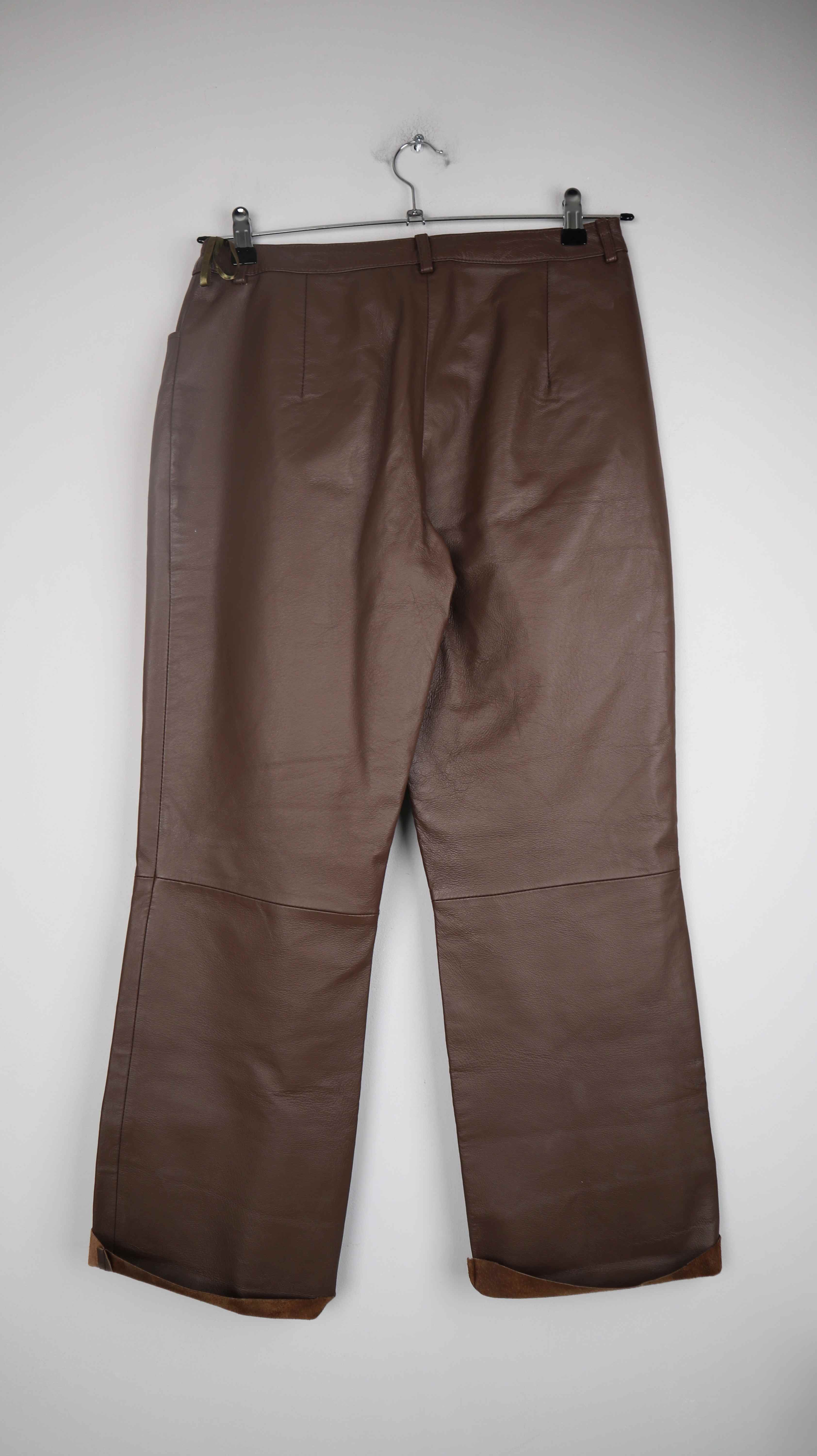 Jürgen Michaelsen Hose Lederhose 40 L Braun Leder straight leg