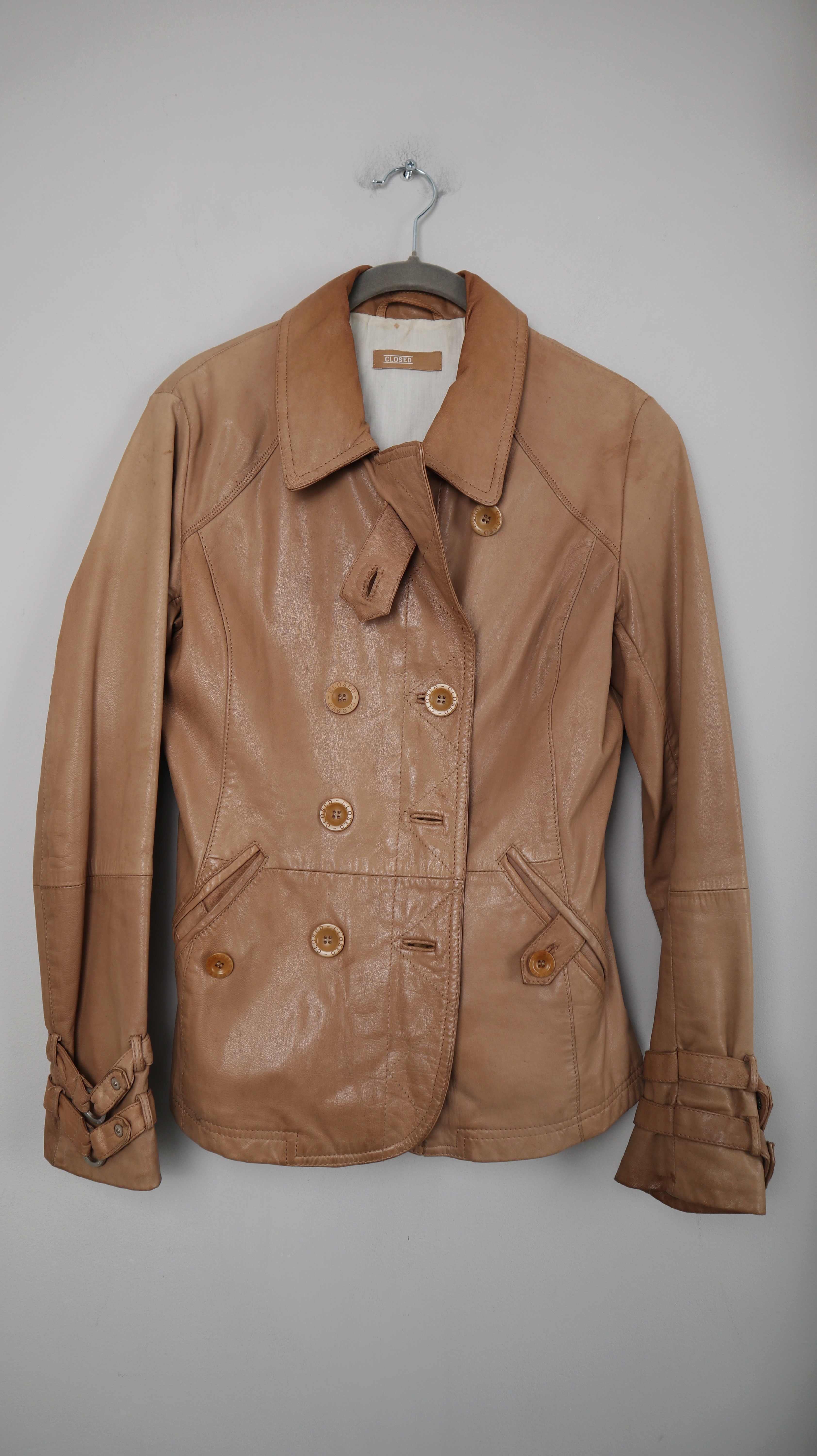 Closed Lederjacke Braun Beige 38 M basic Jacke Leder