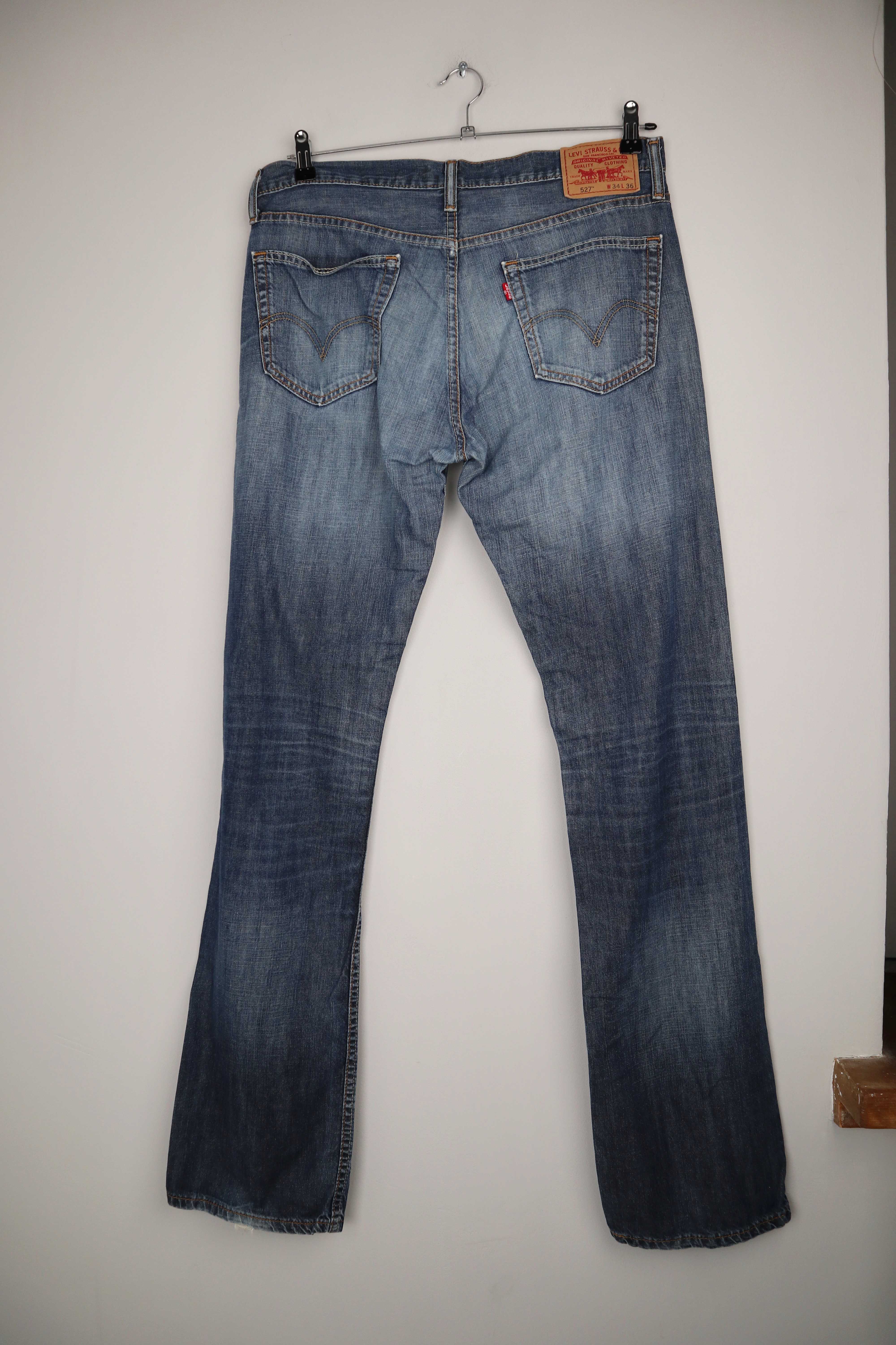 Levis Boot Cut 527 Jeans straight fit Hose 34 x 36 washed blau denim dunkelblau
