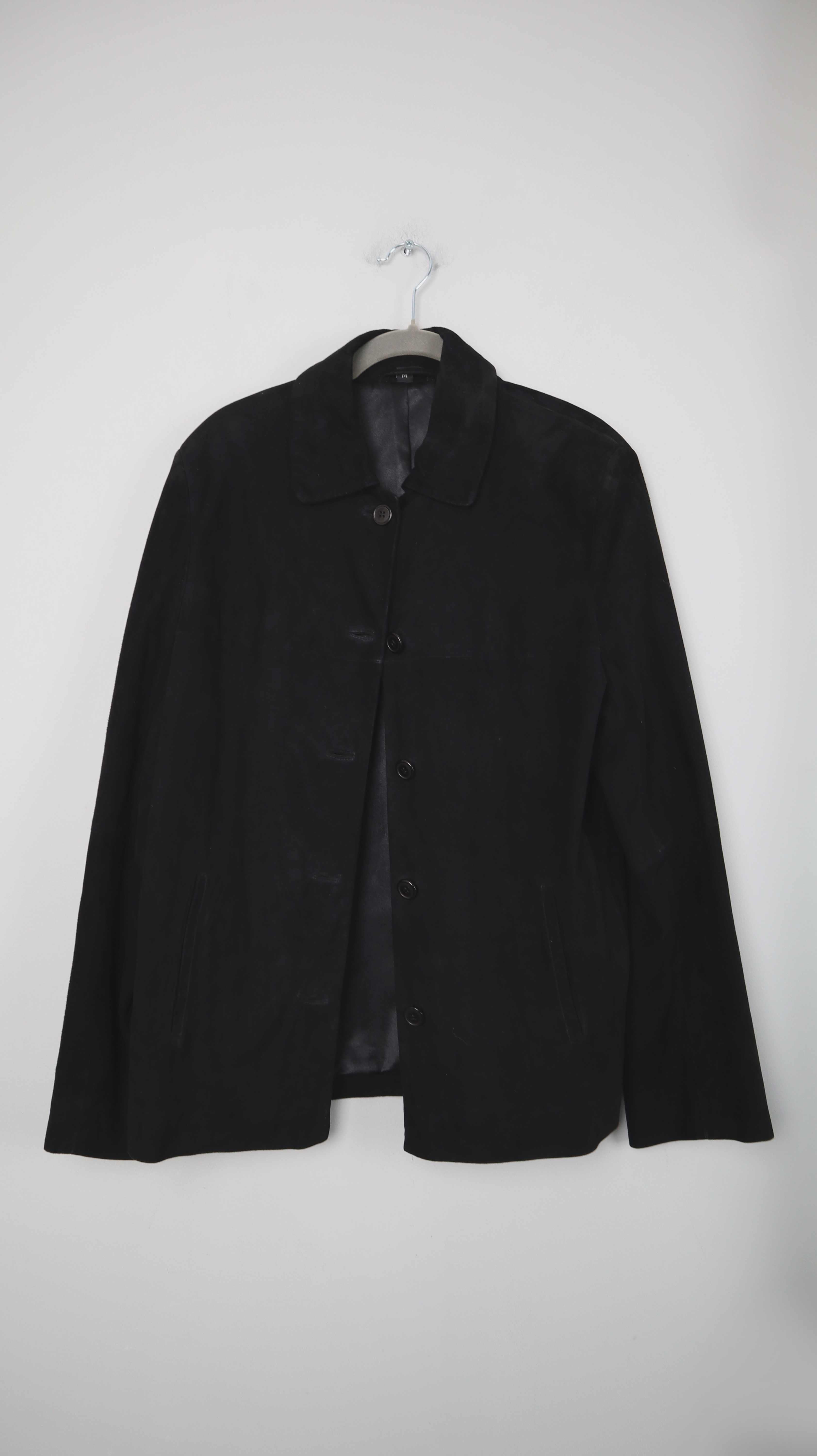 Jacke Schwarz Wildleder Lederjacke basic 38 M basic einfarbig Blazer