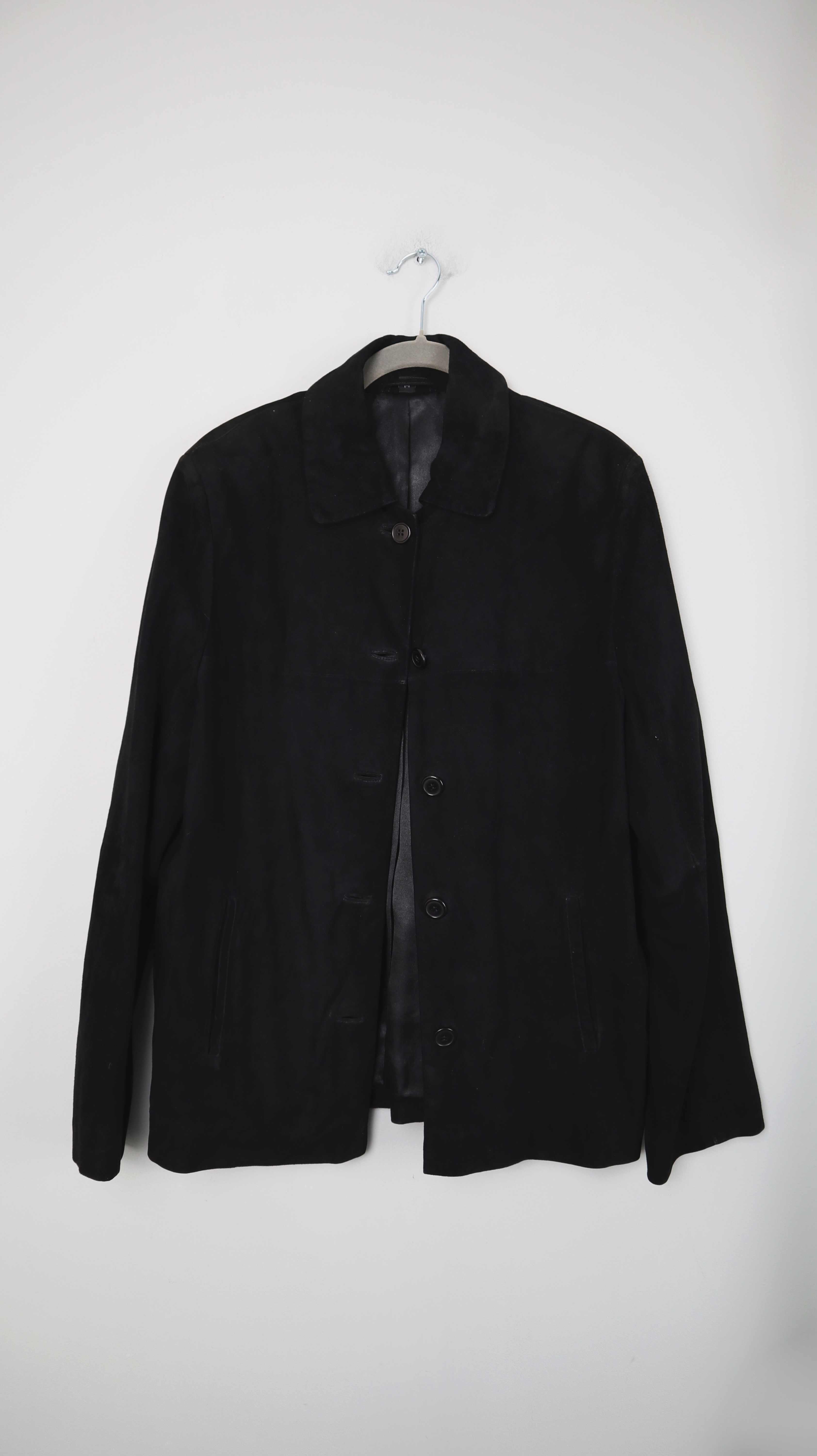 Jacke Schwarz Wildleder Lederjacke basic 38 M basic einfarbig Blazer