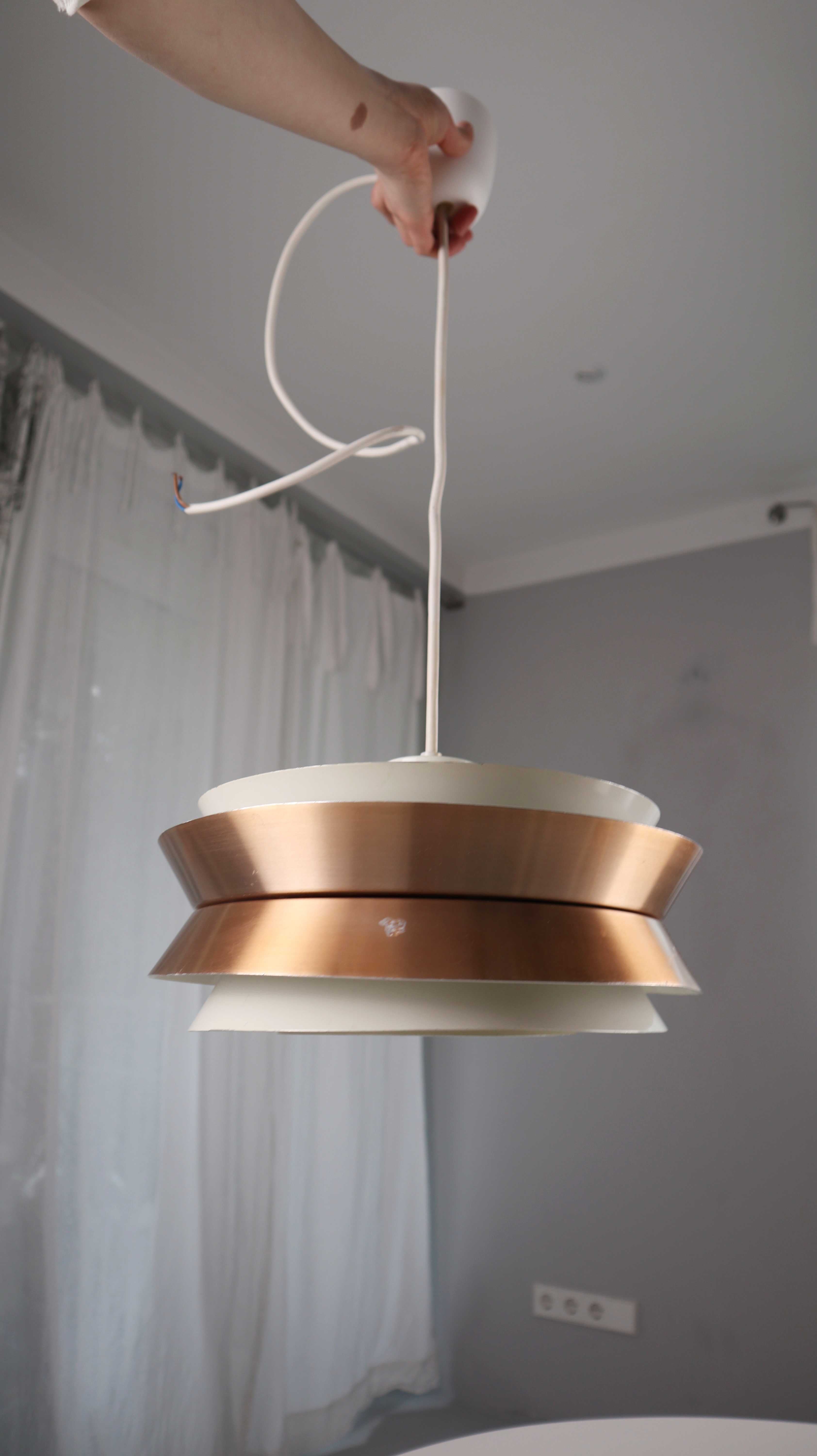 Metalldrücker Halle Hängeleuchte Deckenlampe Weiß Kupfer mid century danish design