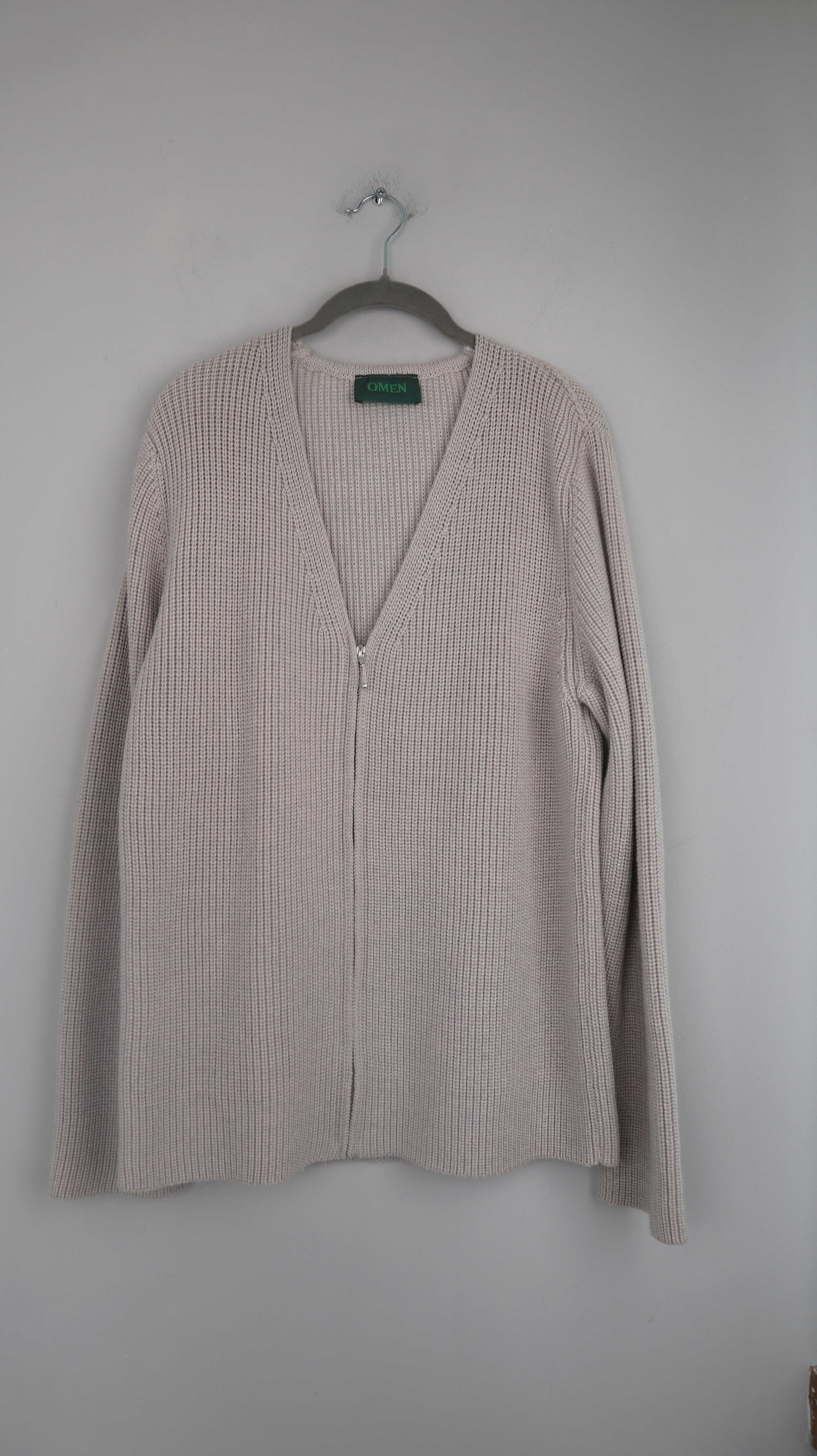 Omen Strickjacke Beige Wolle Schurwolle 38 M Zipper gestrickt Cardigan