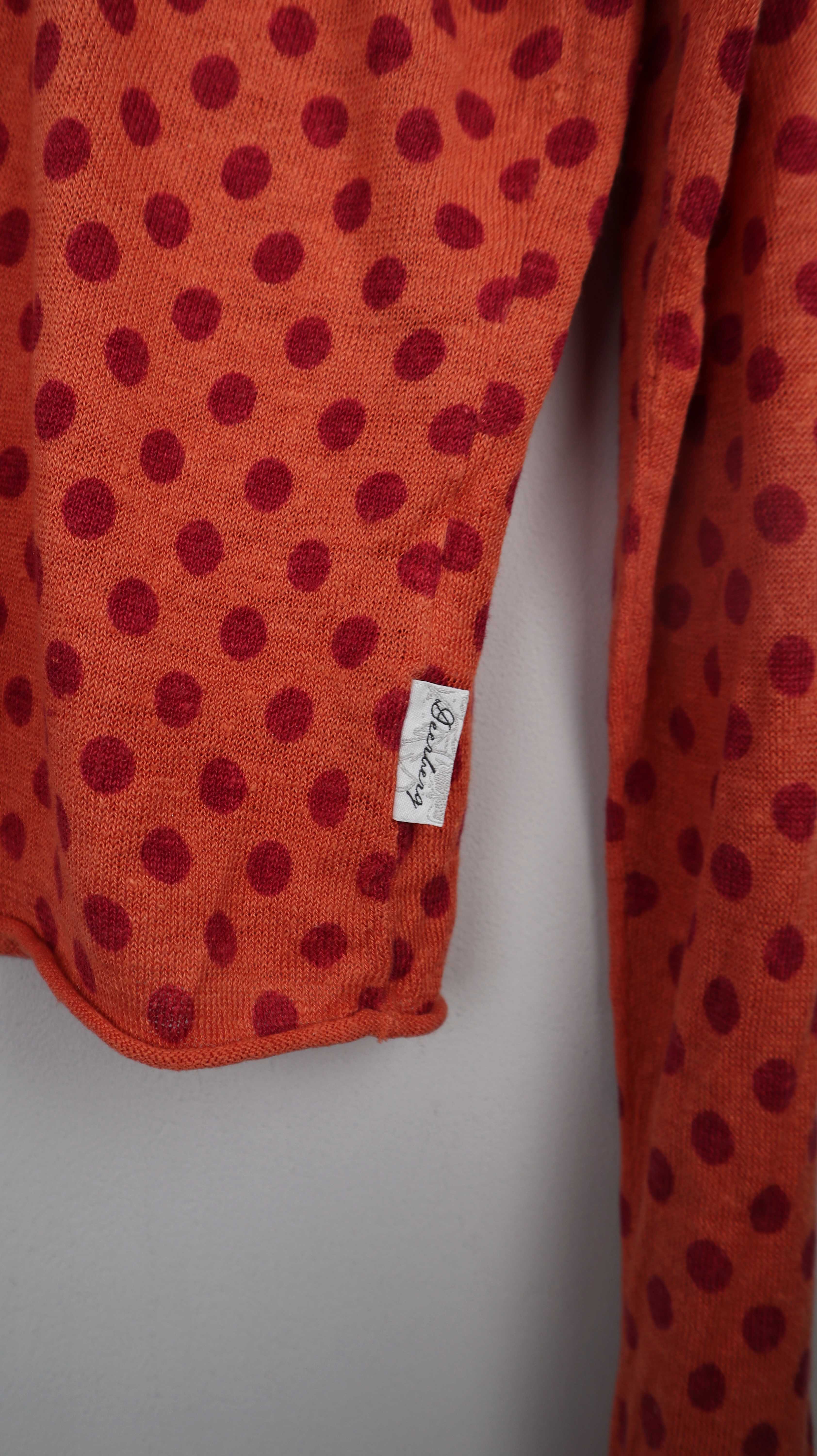Deerberg Strickjacke Leinen Orange Rosa 36 S Cardigan gepunktet