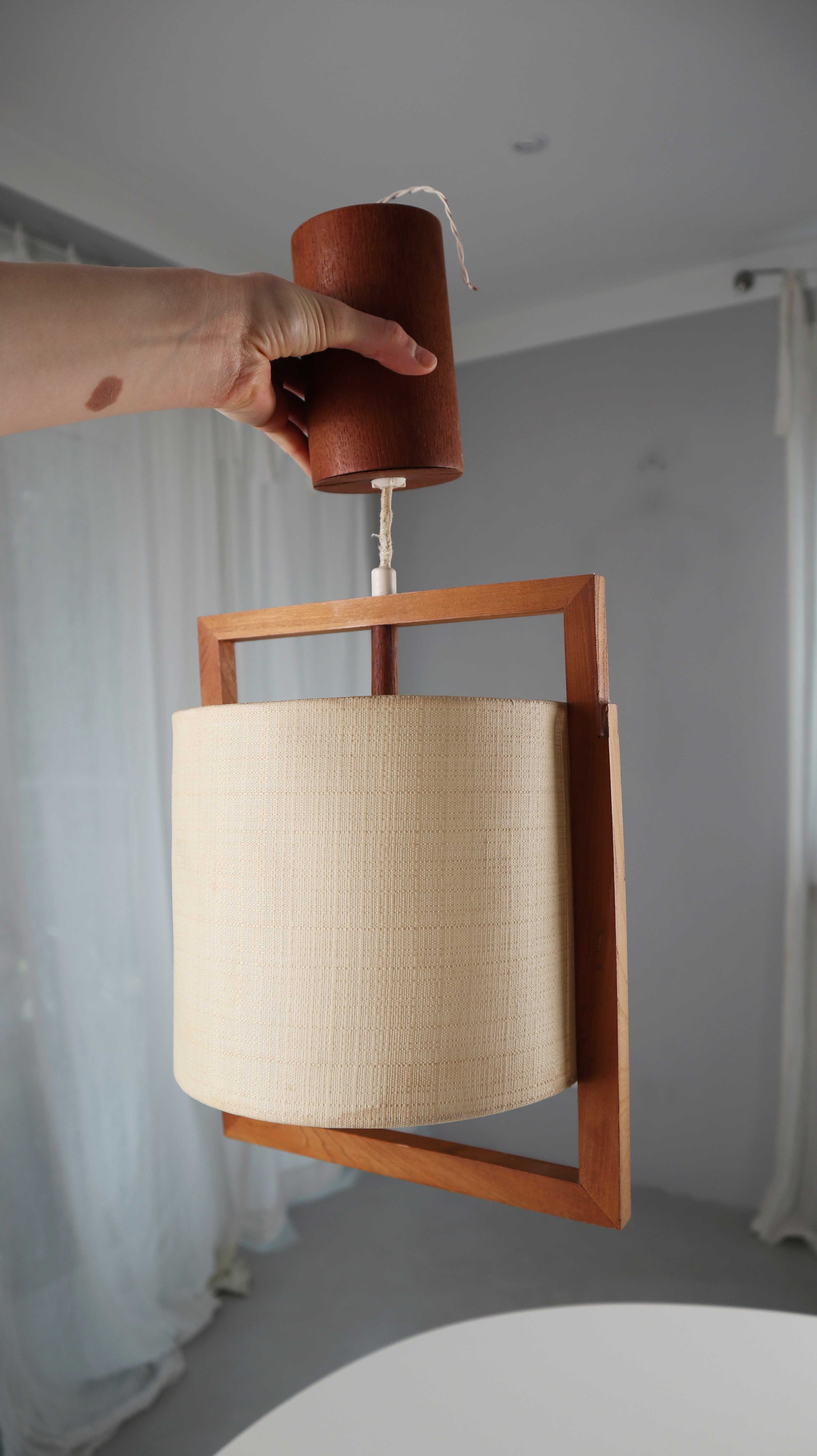 Deckenlampe Teak scandic Danish Design Beige geometrisch Kabelzug mid century