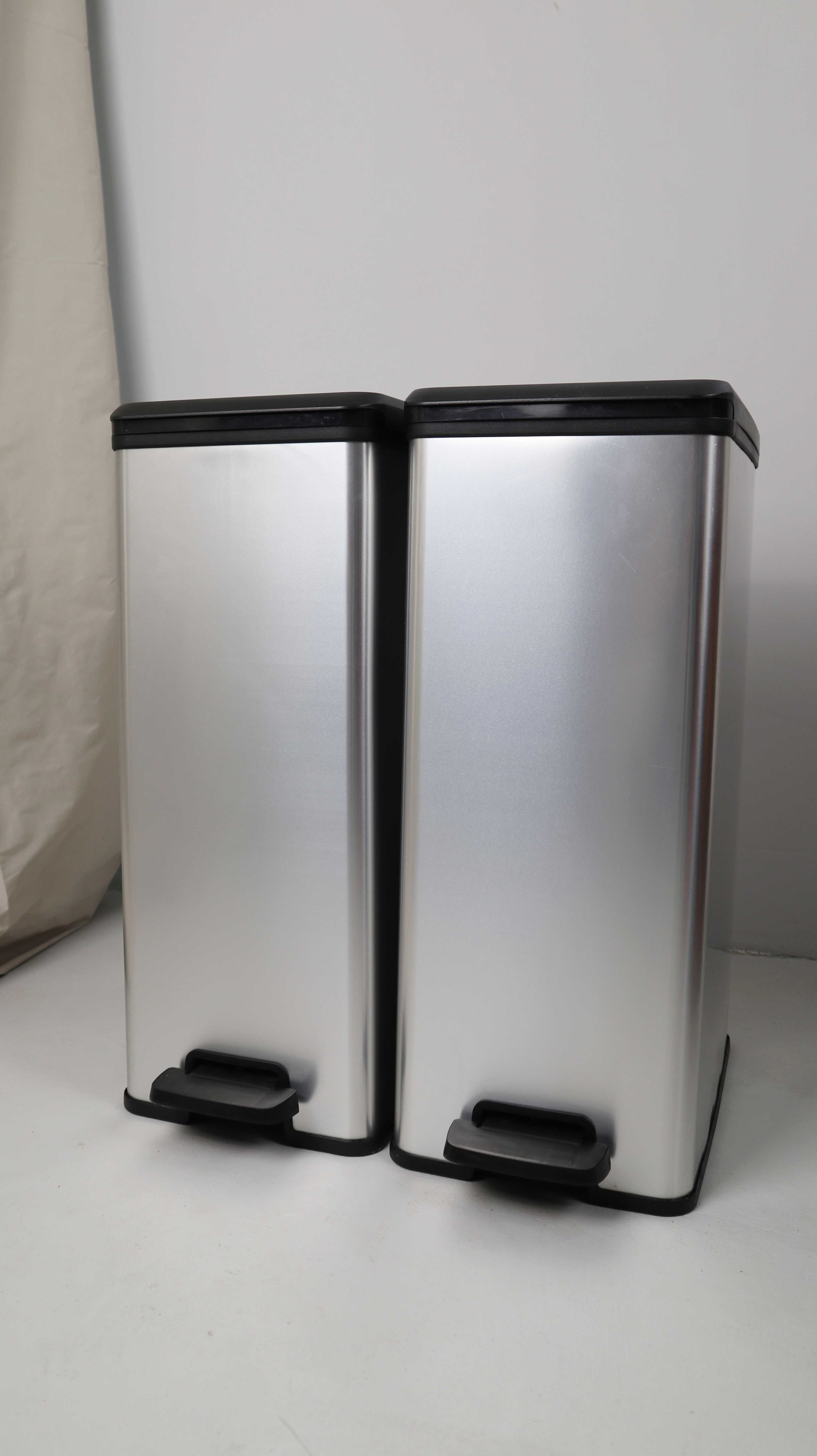 Curver Mülleimer Chrom Schwarz Silber Set Treteimer Abfalleimer