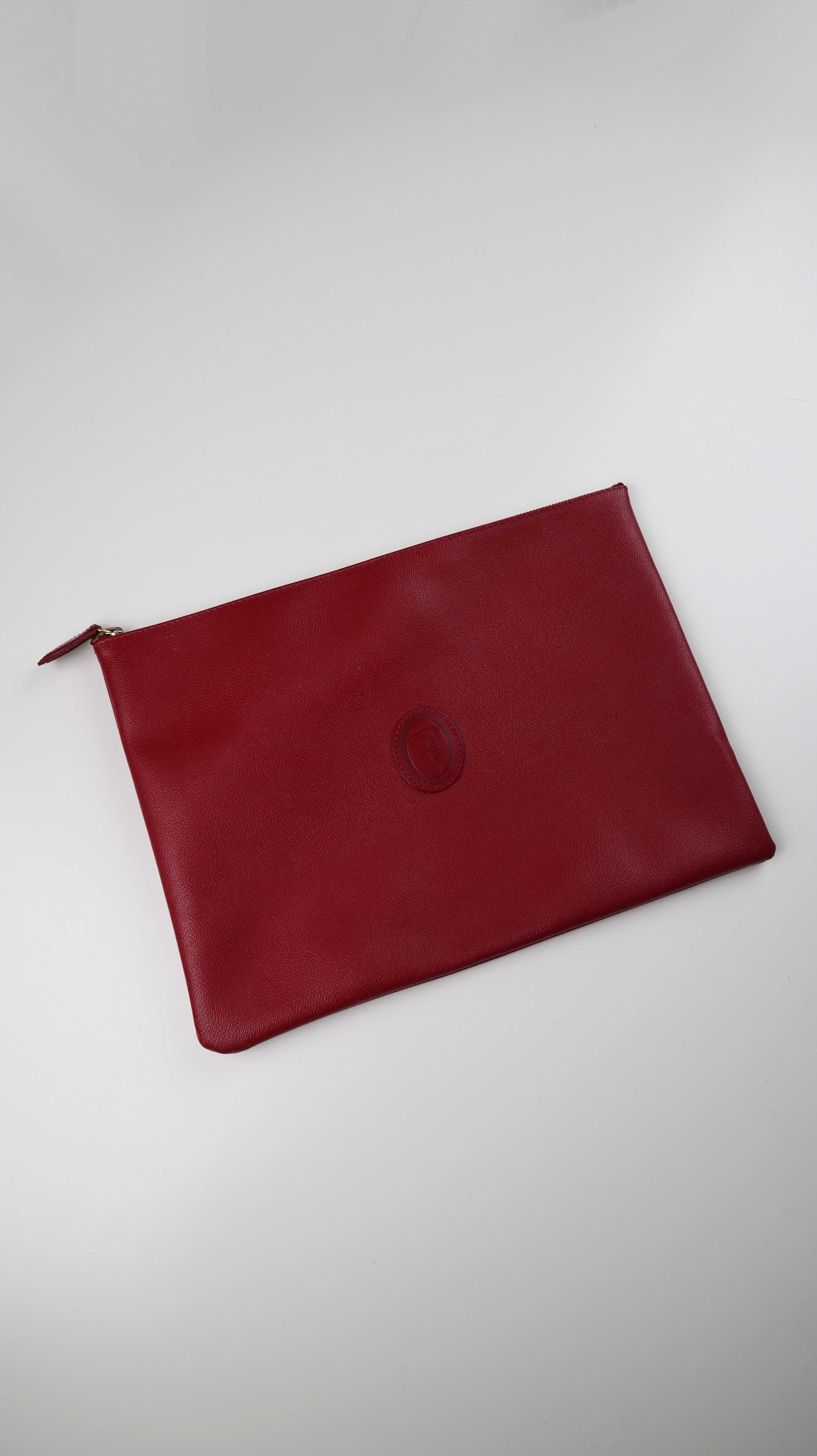 Trussardi Tasche Laptoptasche Case dunkerot Leder Ledertasche Case Clutch