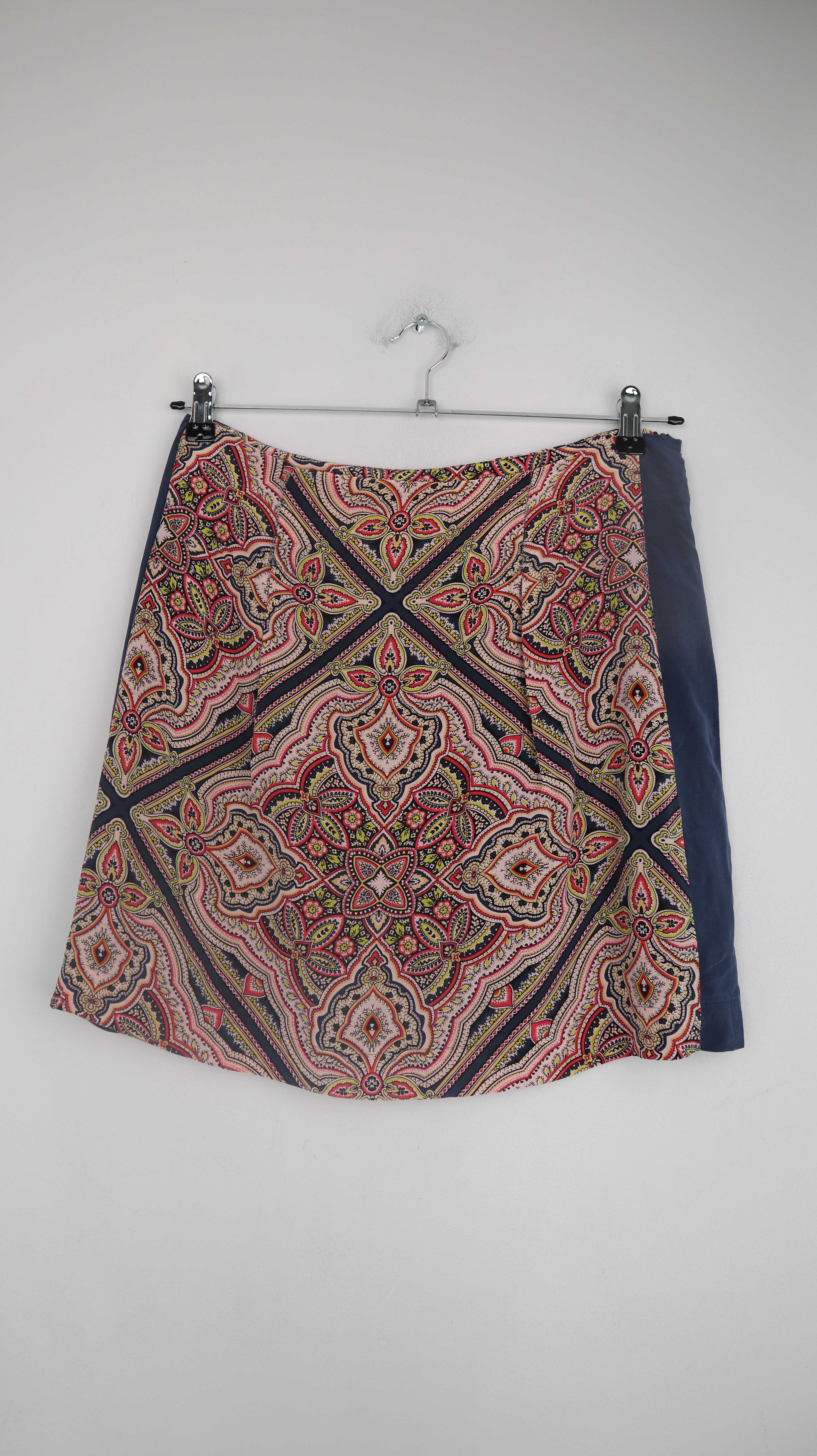 Kookai Rock Seide 38 M Seidenrock Rosa Blau Paisley Sommerrock