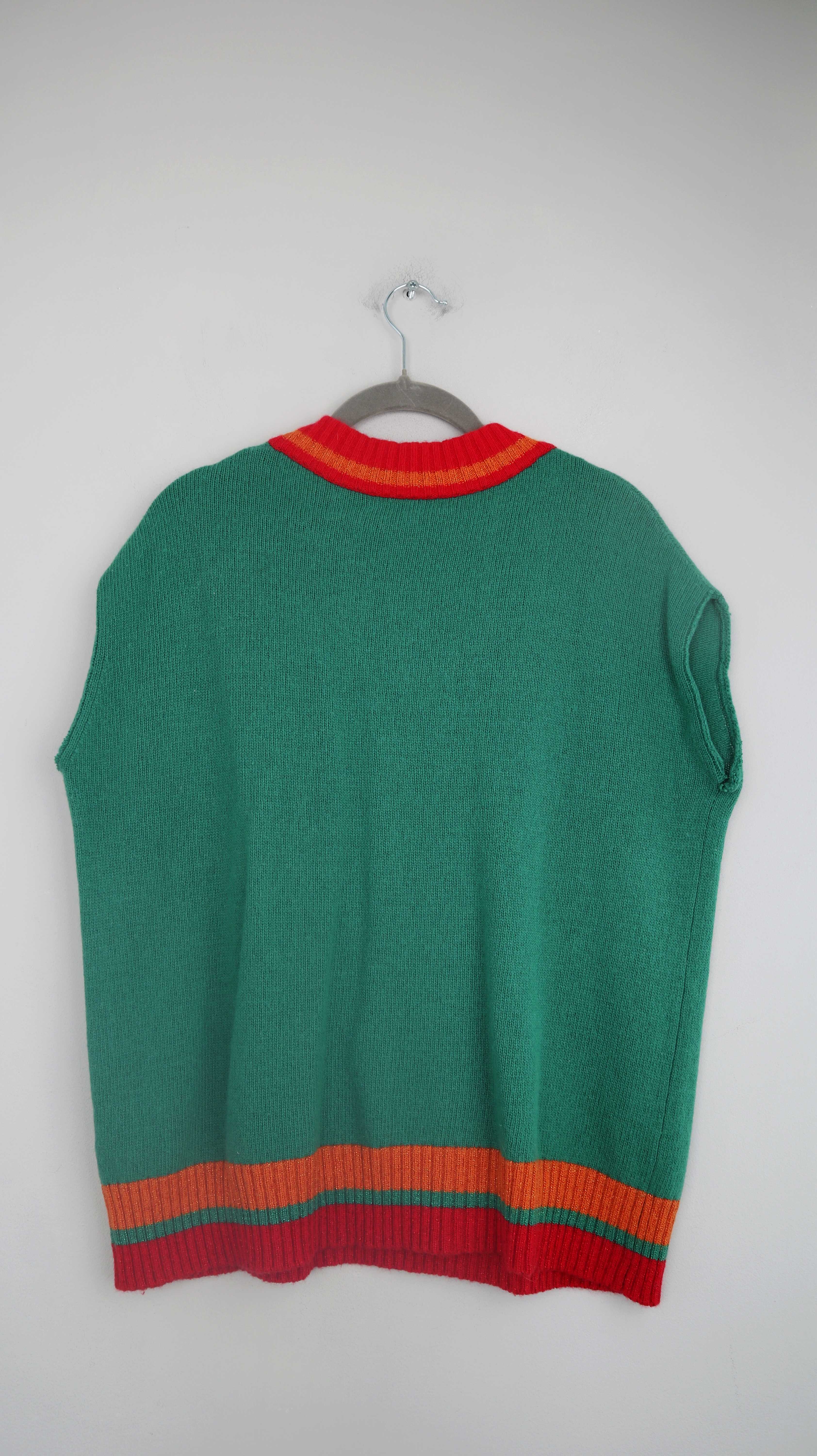 Bloom Weste Grün Strickweste Rot Wolle Cashmere 38 M Cardigan