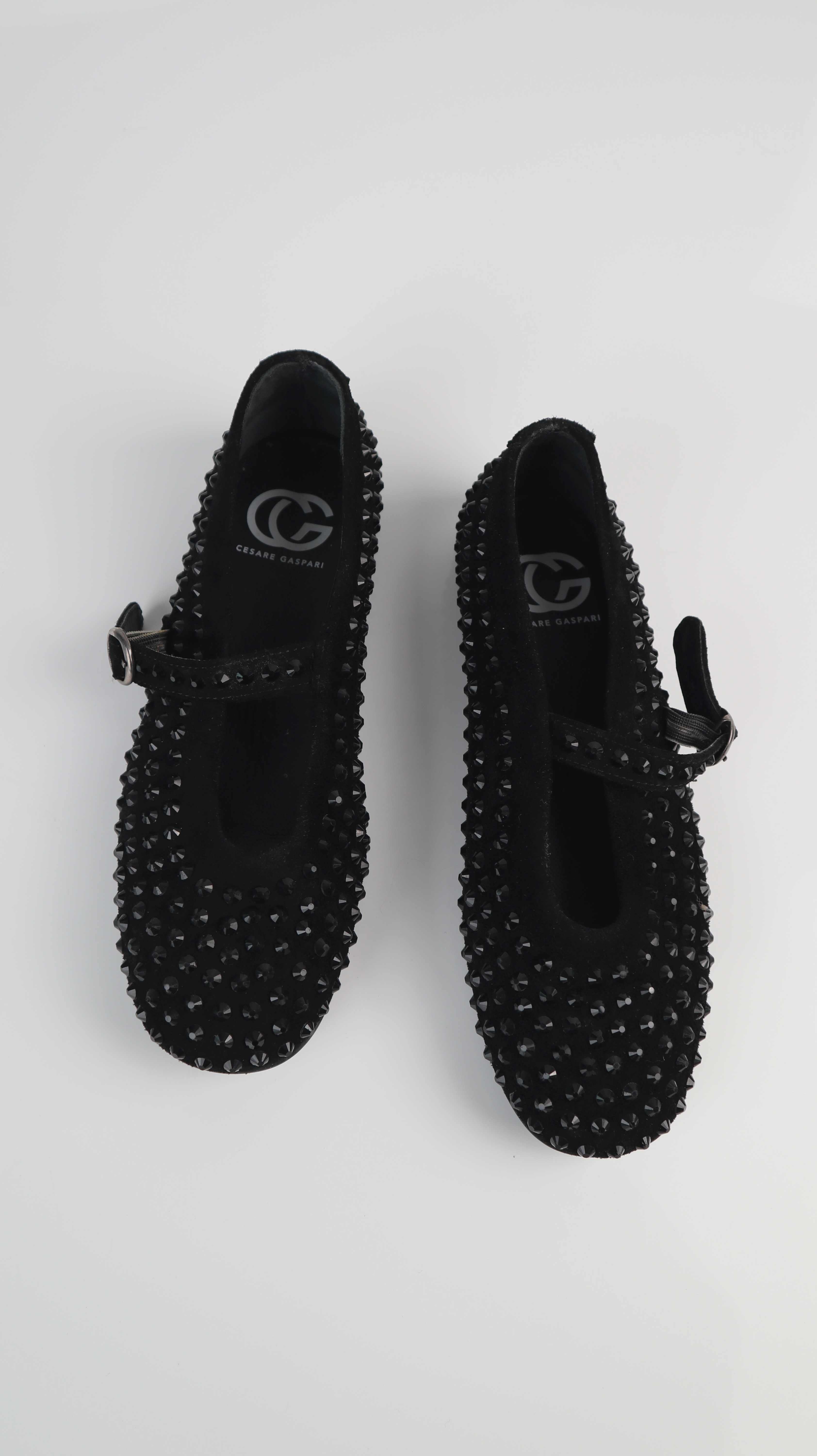 Cesare Gaspari Ballerinas schwarz Nieten 38 Mary Janes