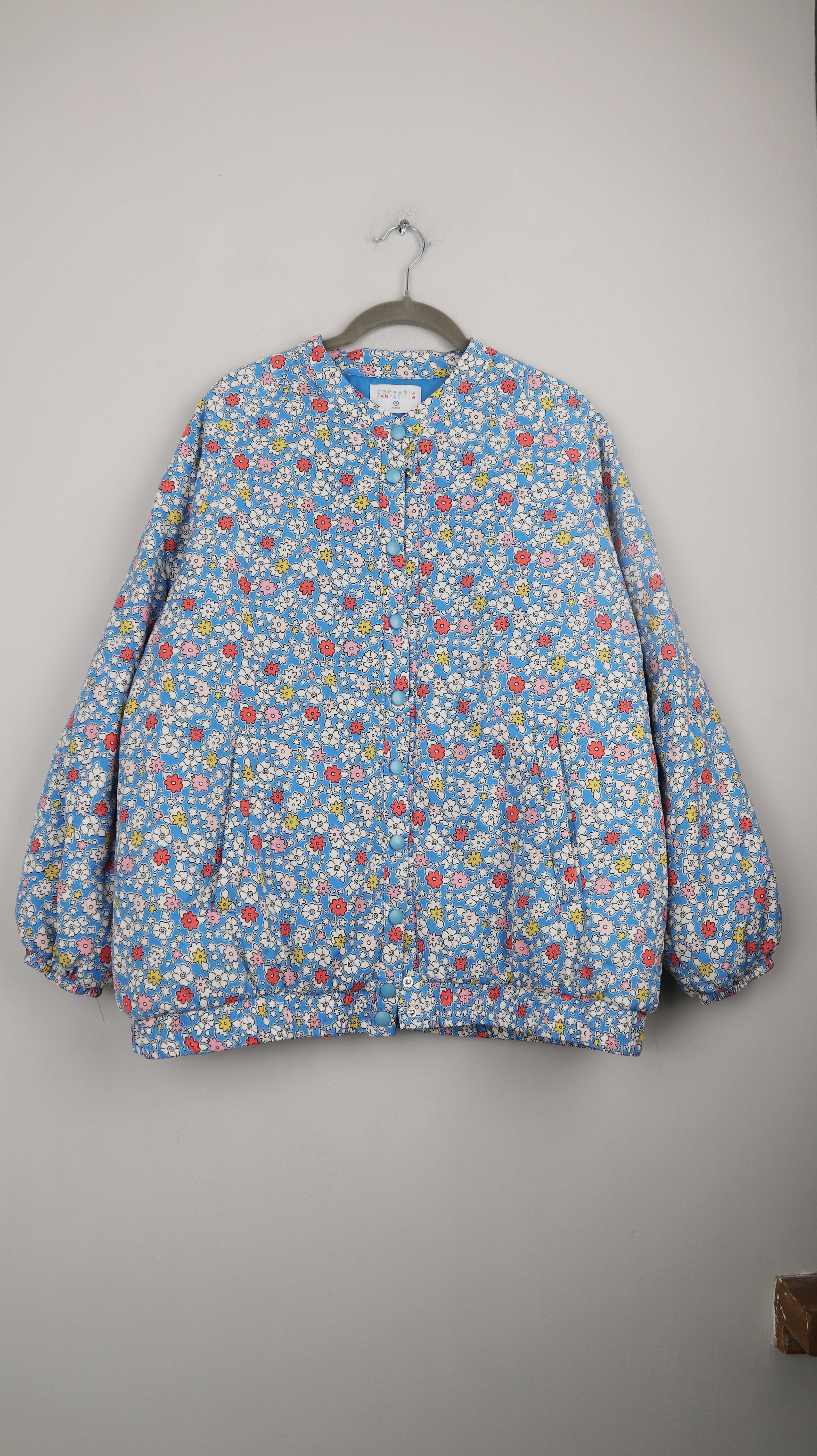 Fantastica Jacke Blouson Blau 36 S Bomberjacke spanisch Blumen floral