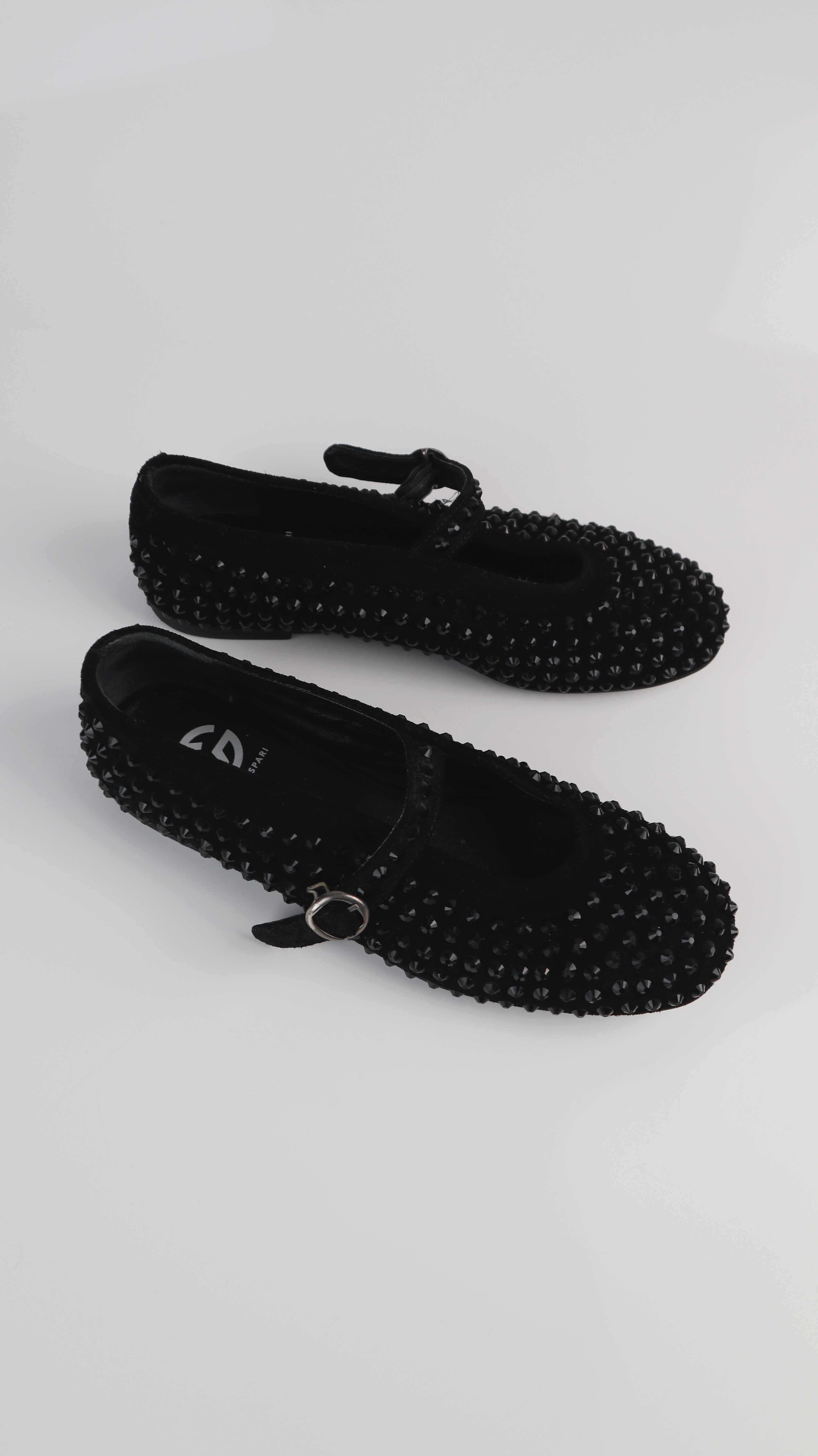 Cesare Gaspari Ballerinas schwarz Nieten 38 Mary Janes