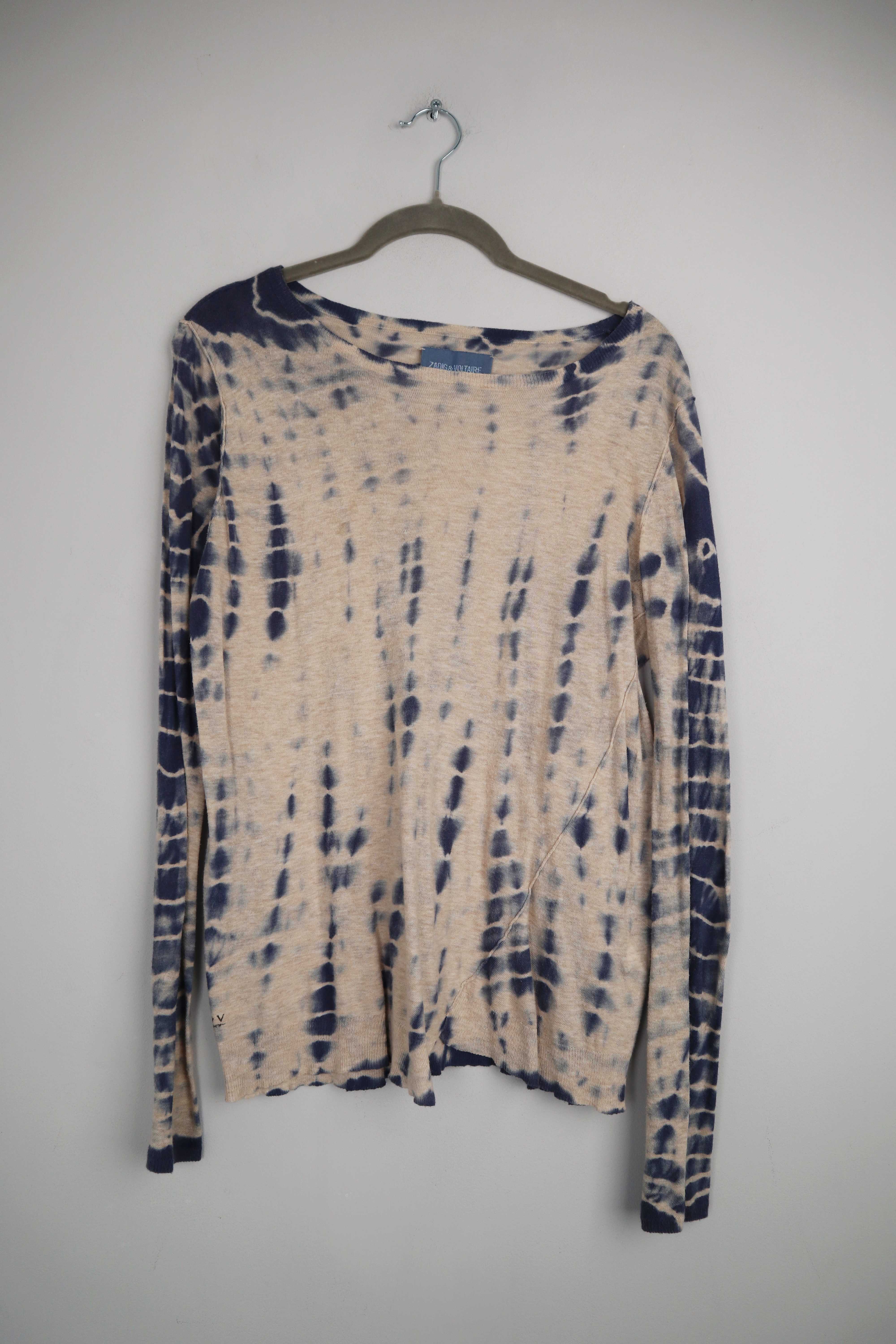 Zadig&Voltaire Longsleeve Shirt Batik Pullover XS Baumwolle Beige Blau