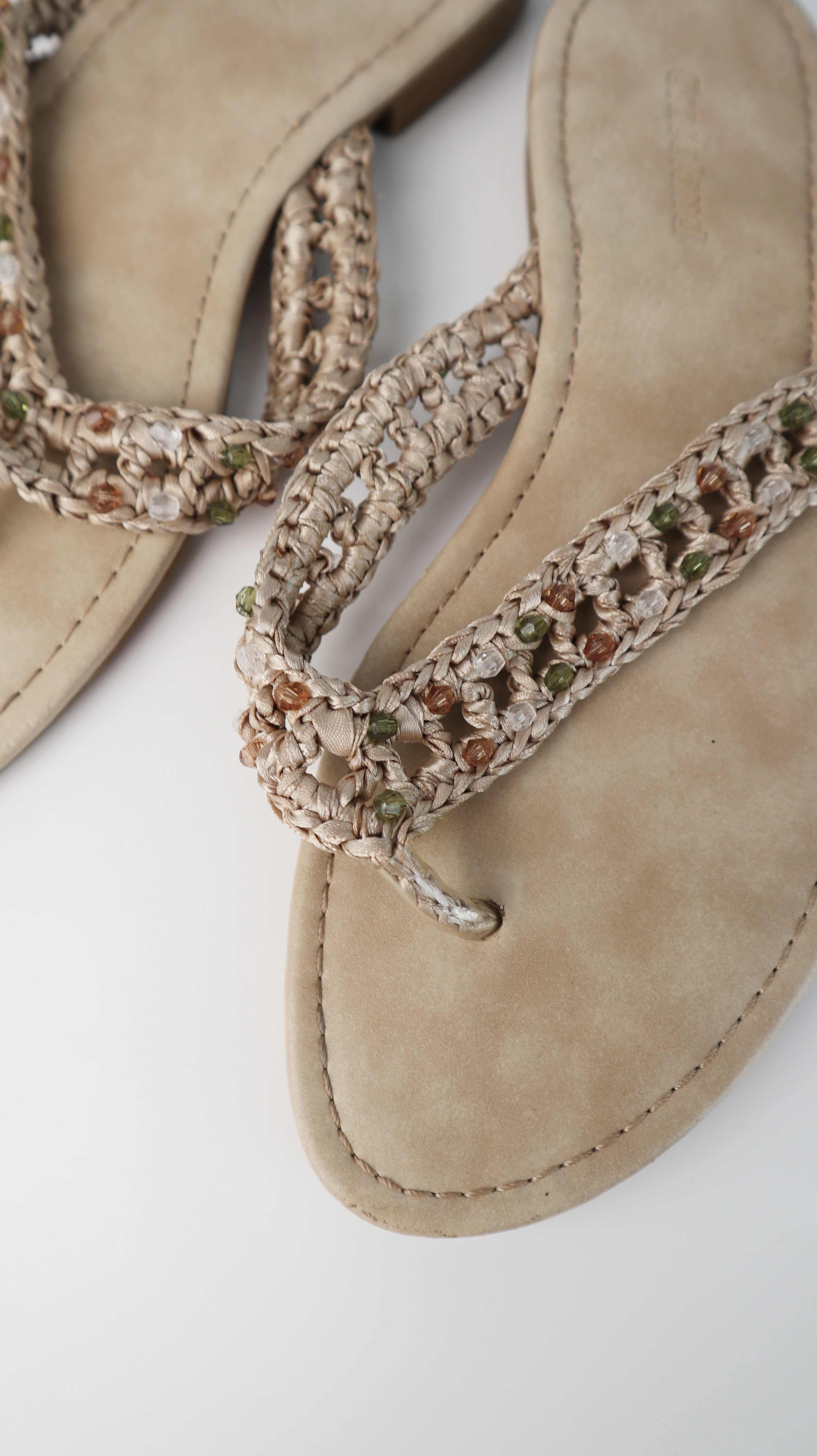 Graceland Slipper Flip Flops 38 Beige Creme Perlen Sandalen