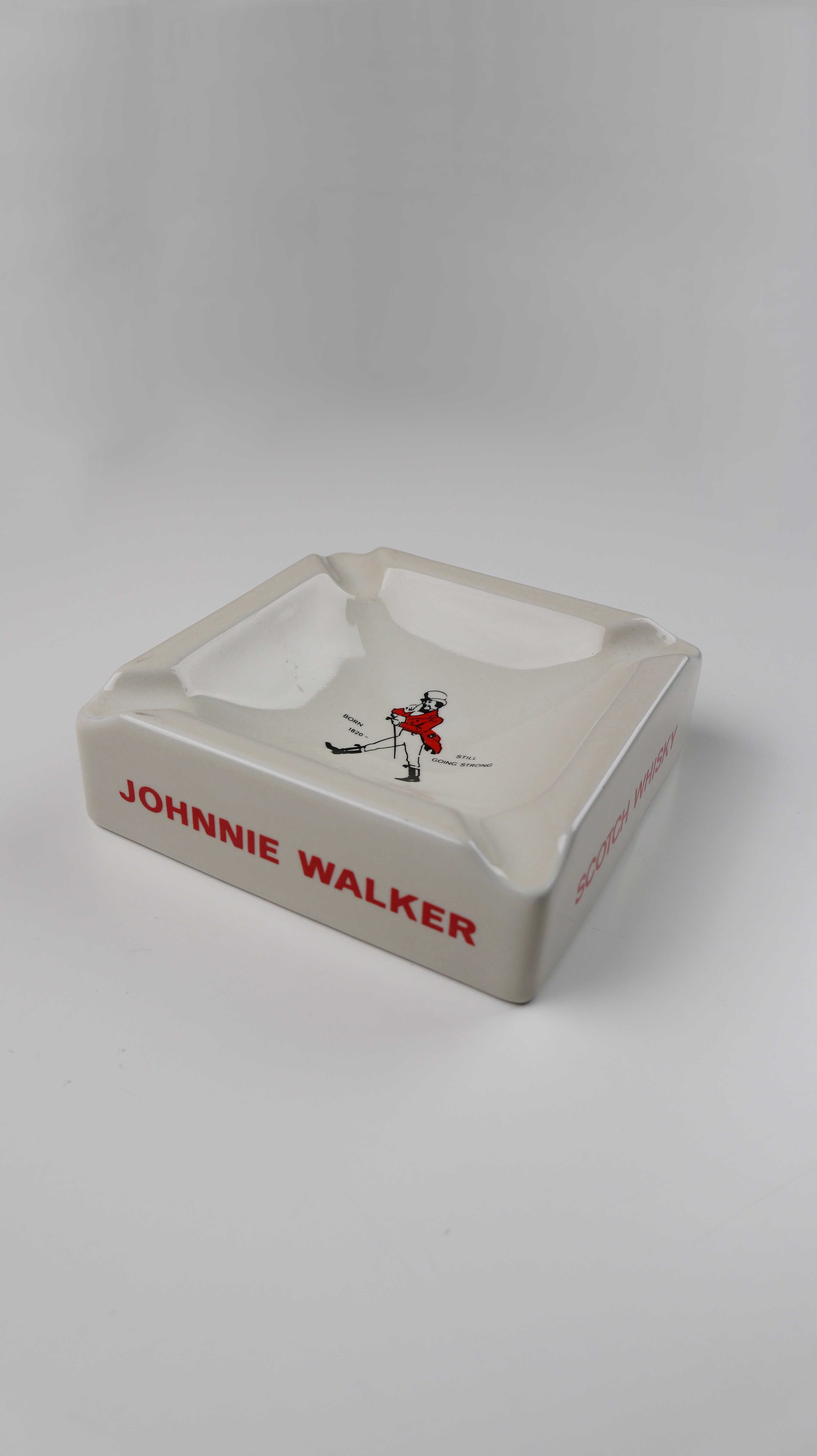 Vintage Aschenbecher Werbung Johnnie Walker Scotch Whisky Creme Beige eckig