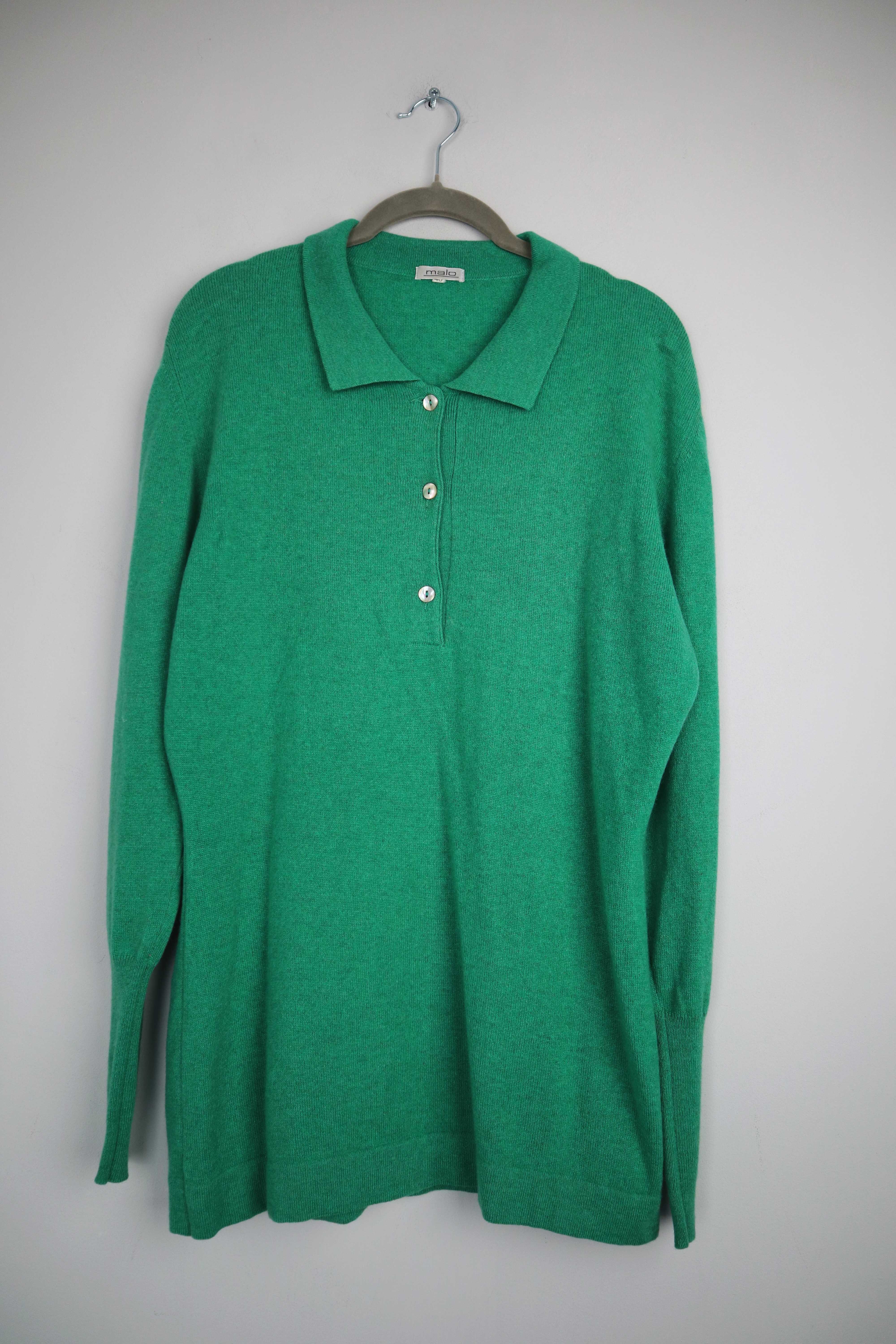 Malo Pullover Grün Cashmerepullover 46 L Einfarbig geknöpft Cashmere Strickpullover