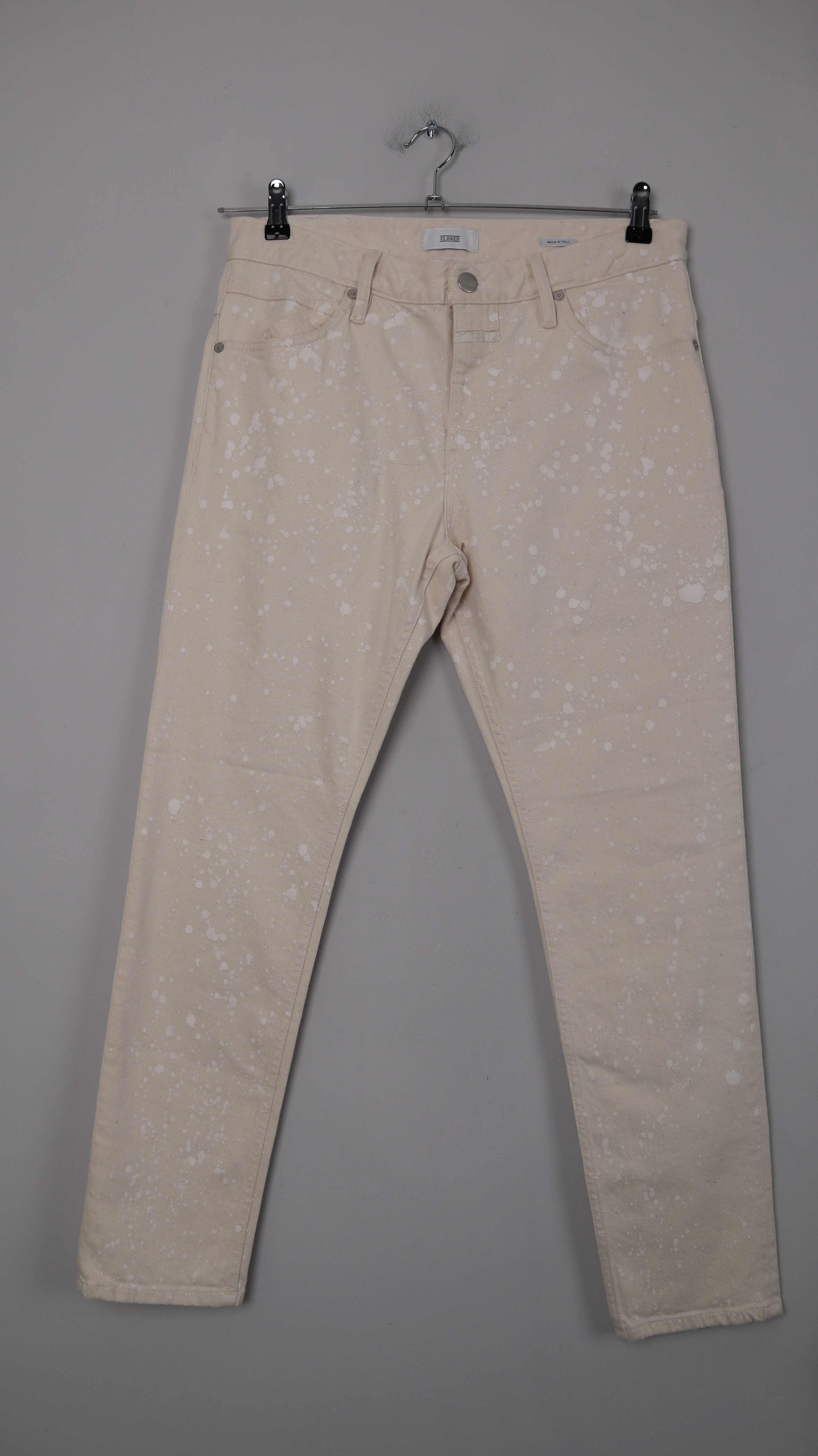 Closed Hose Creme Beige 32 slim high waist drops Drop Weiß 40L L