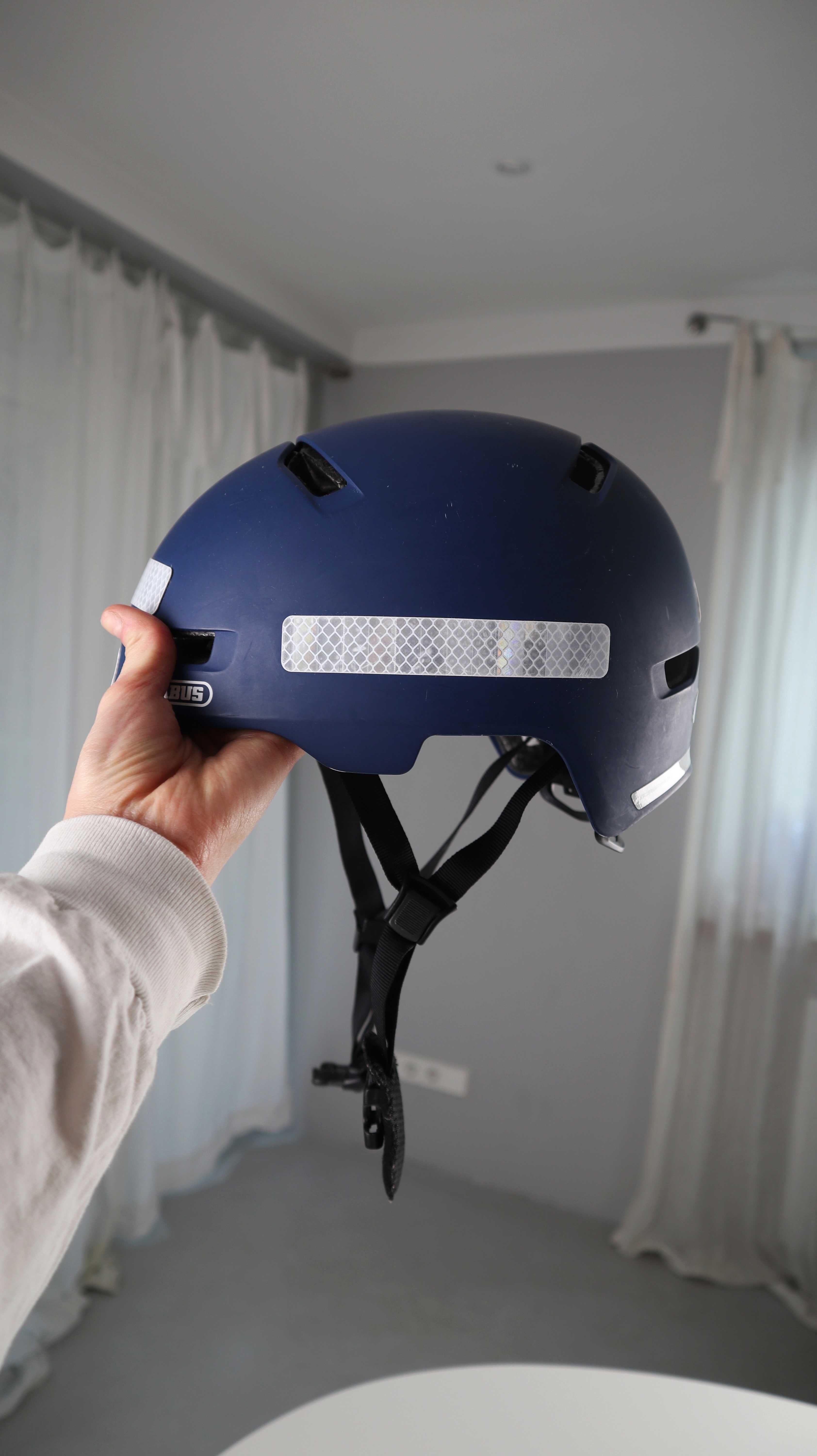 Abus Helm Fahrradhelm Blau 54-58 Reflektoren