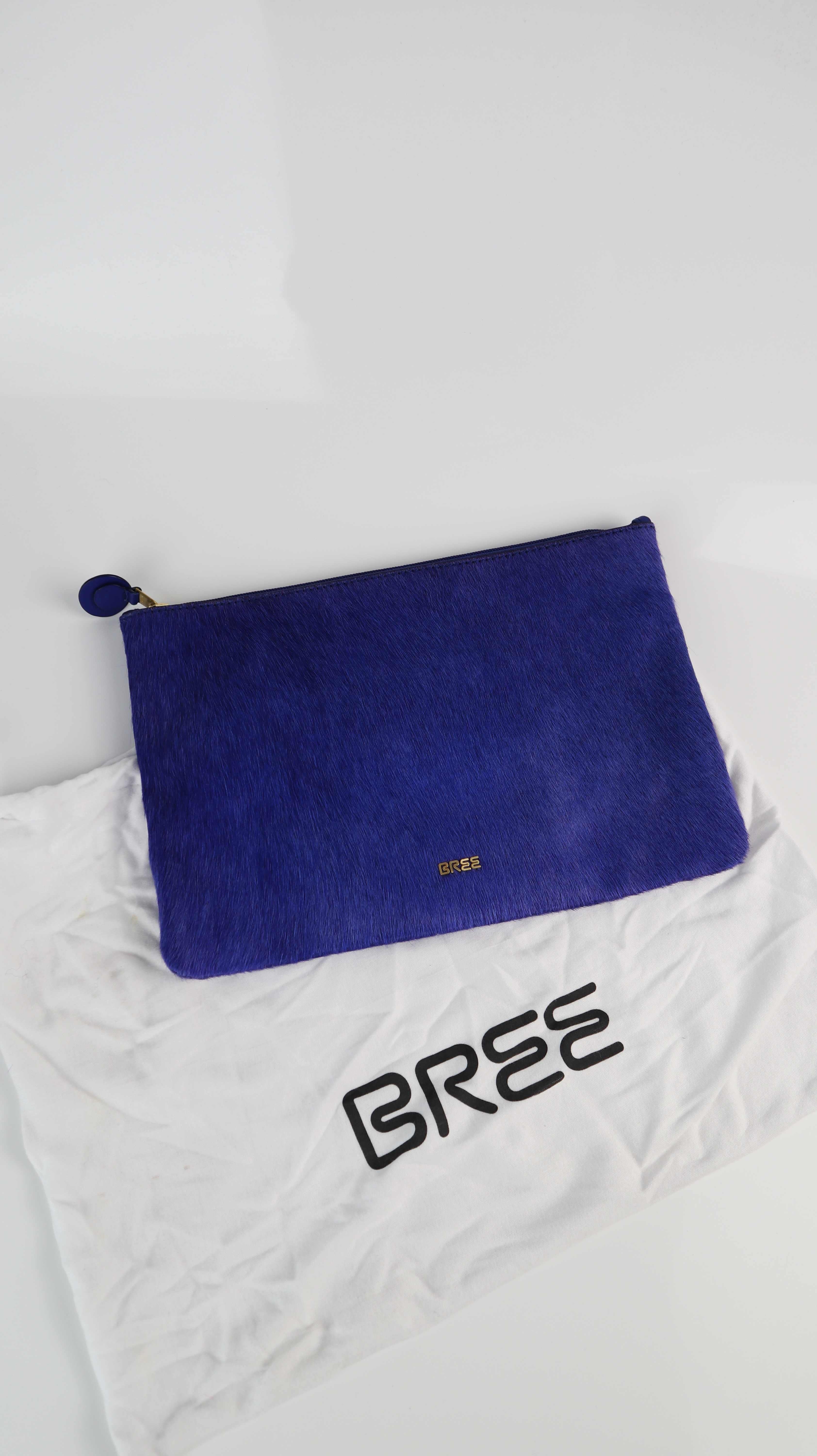 Bree Clutch blau Ponyfell Tasche Felltasche dunkelblau neu