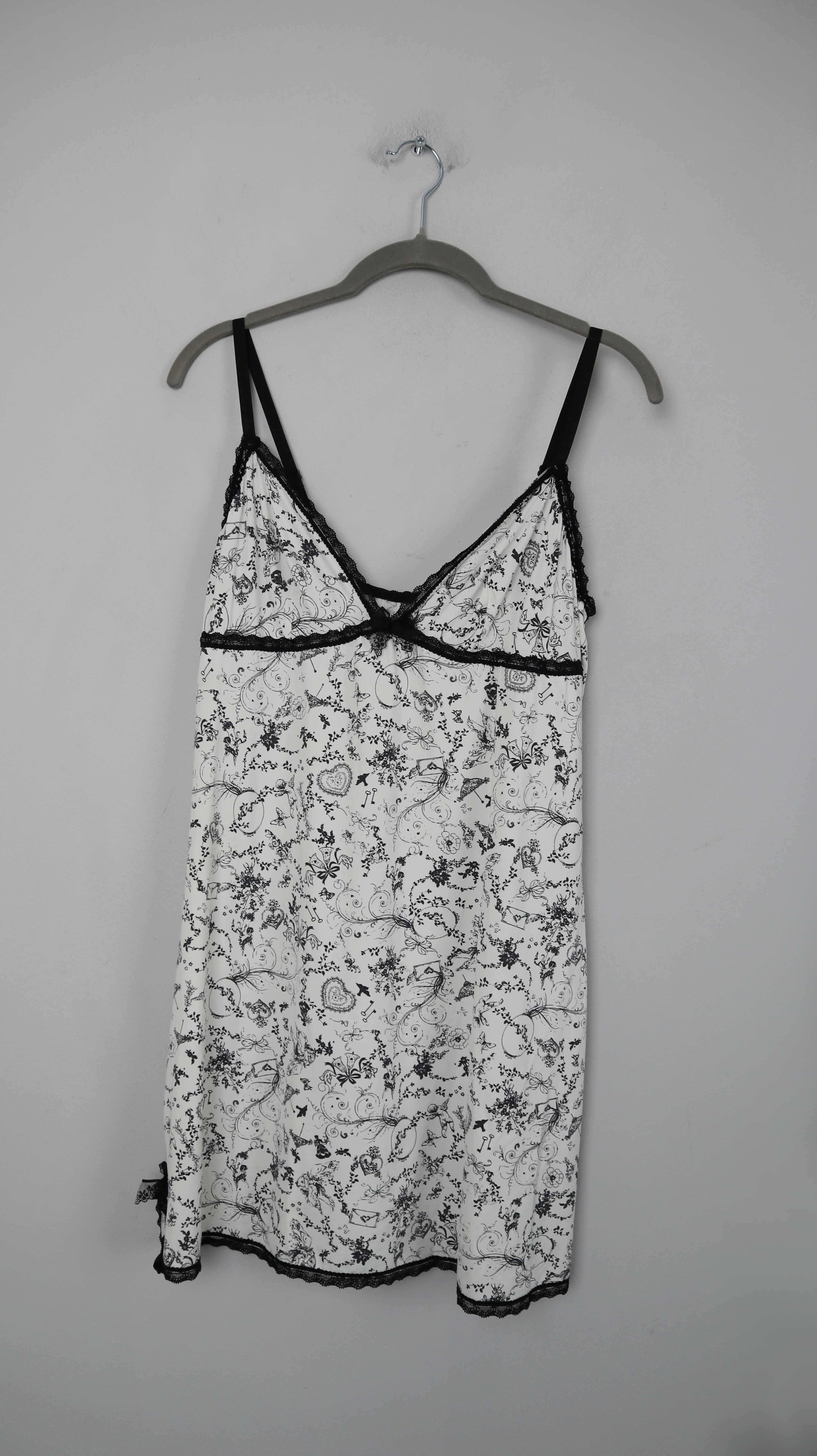 Nachthemd schwarz Weiß 36 S klein Hemdchen Minikleid Schlafkleid sleapwear