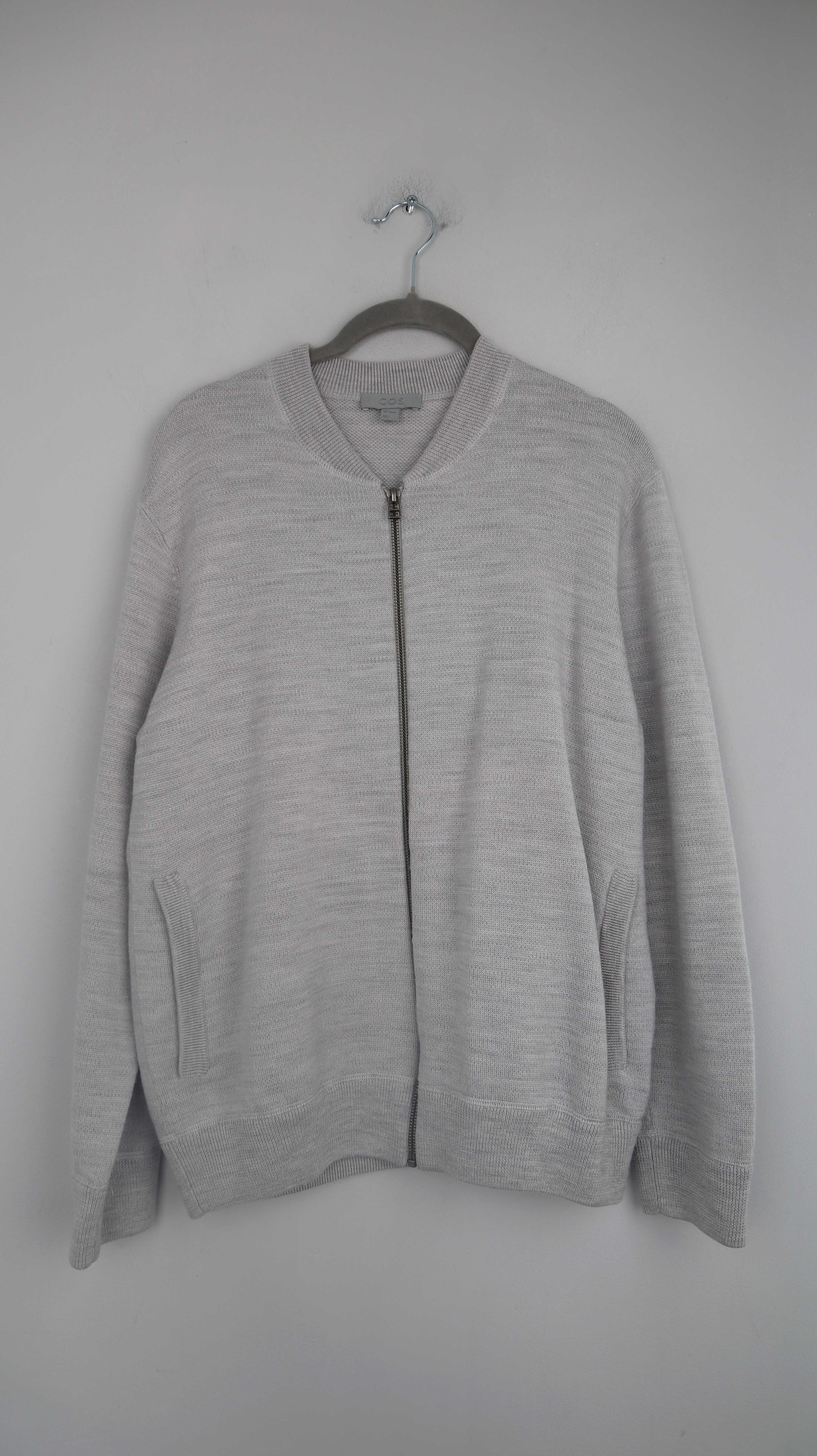 COS Zipper Grau Strickjacke S Wolle Hellgrau Cardigan