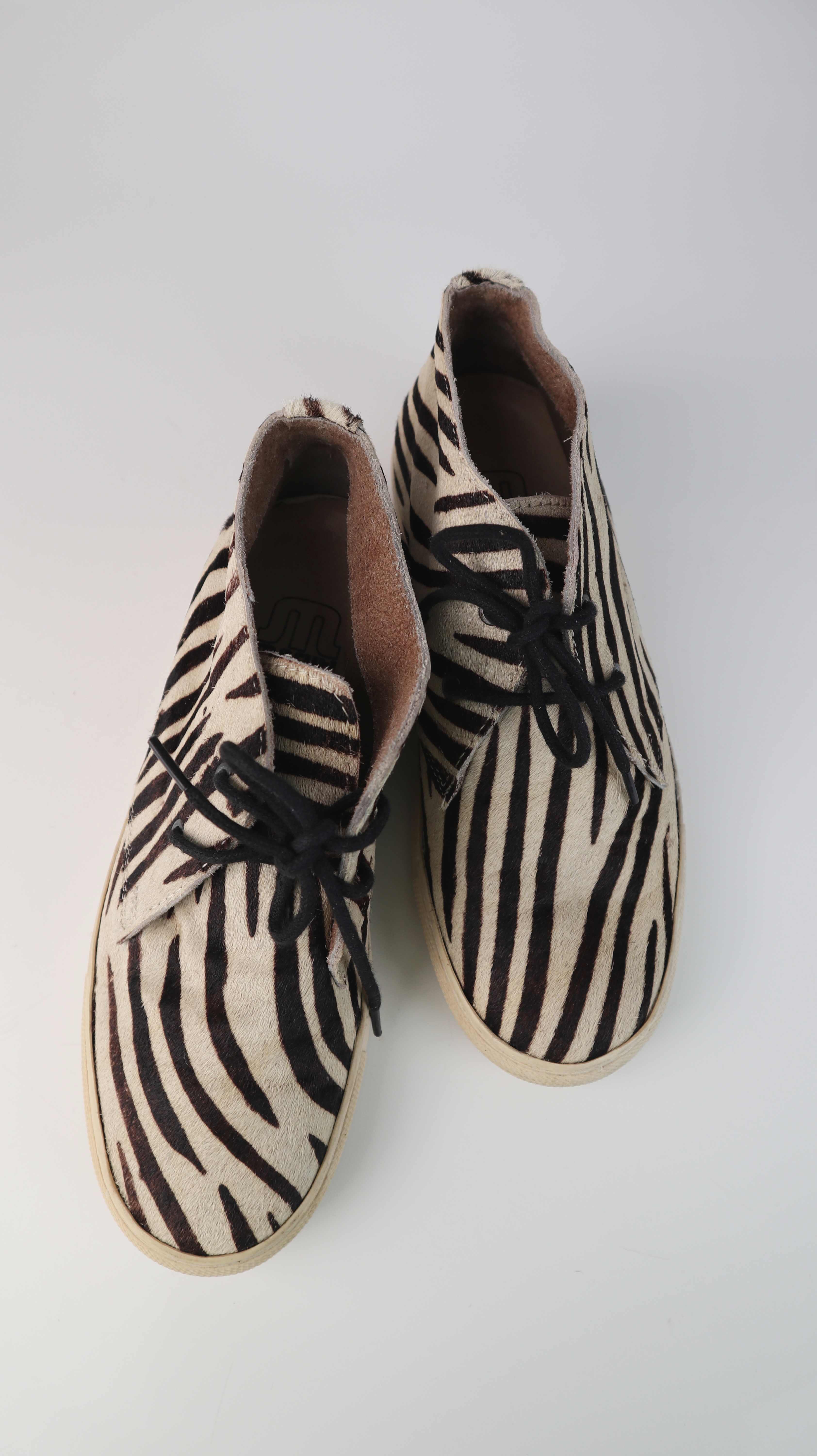 Maruti Sneaker Zebra Halbschuhe Schnürschuhe 38 Creme Beige schwarz