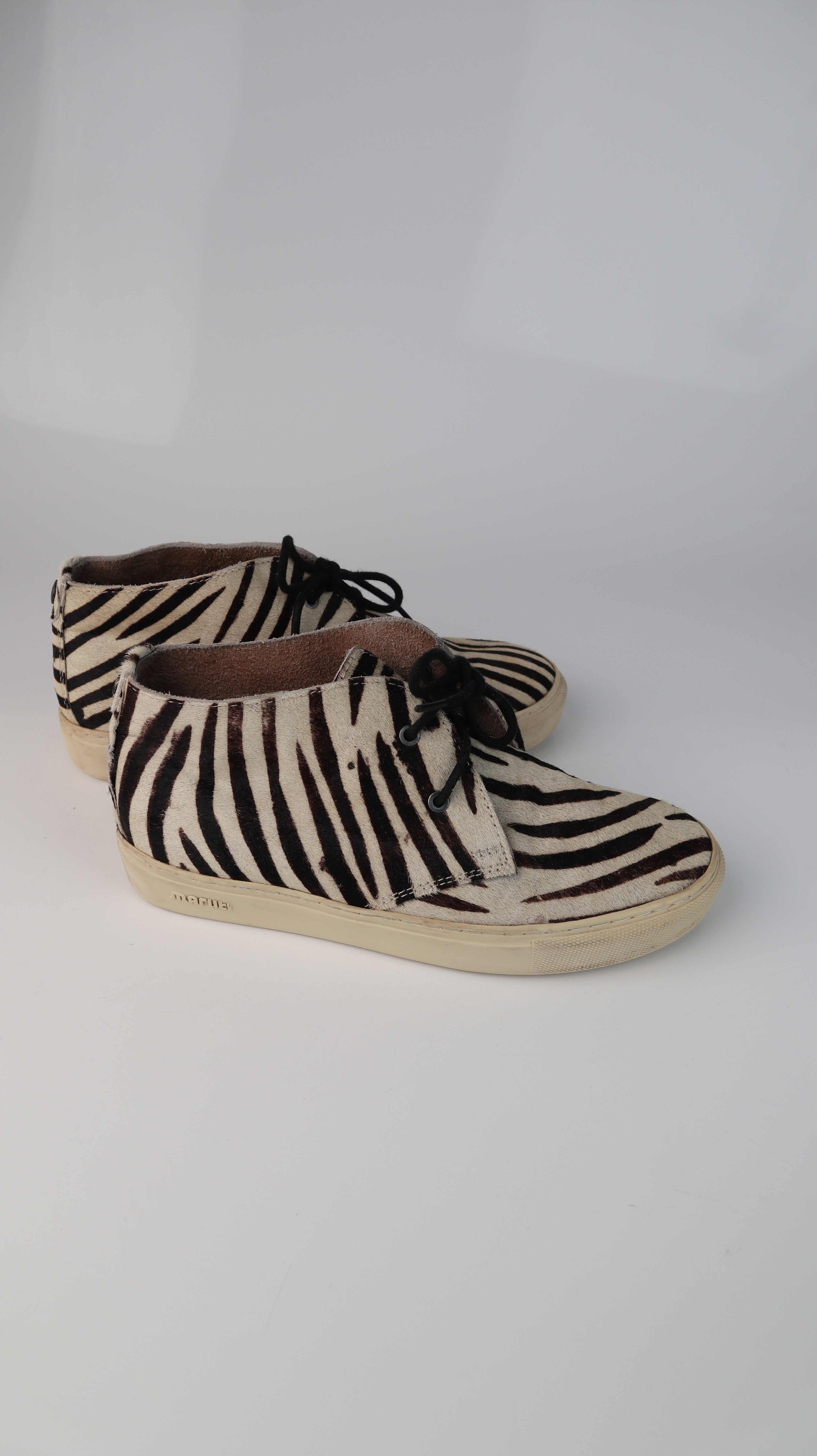 Maruti Sneaker Zebra Halbschuhe Schnürschuhe 38 Creme Beige schwarz