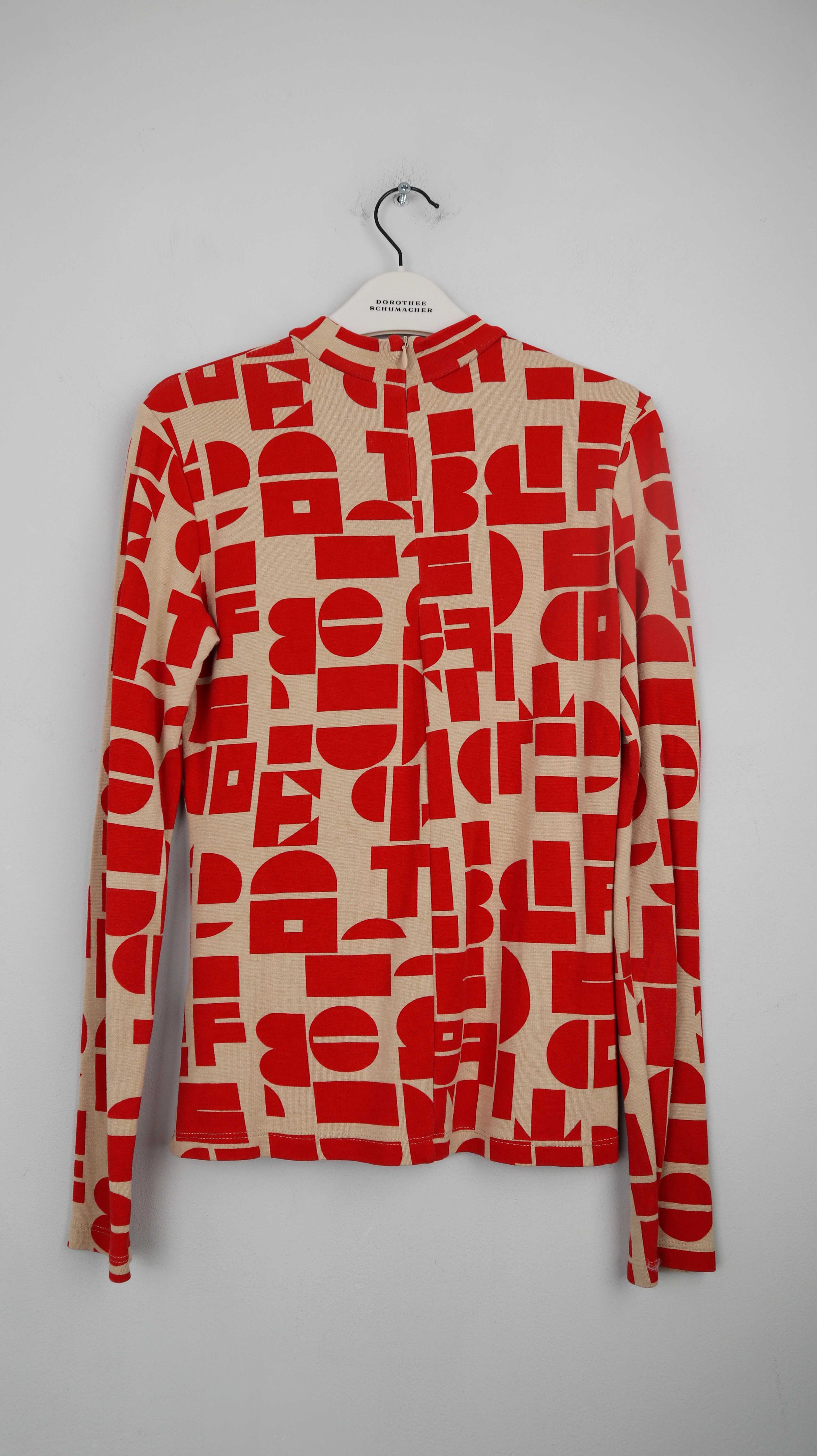 Edited Rolli Rollkragenpullover rot beige Muster 34 XS slim Longsleeve