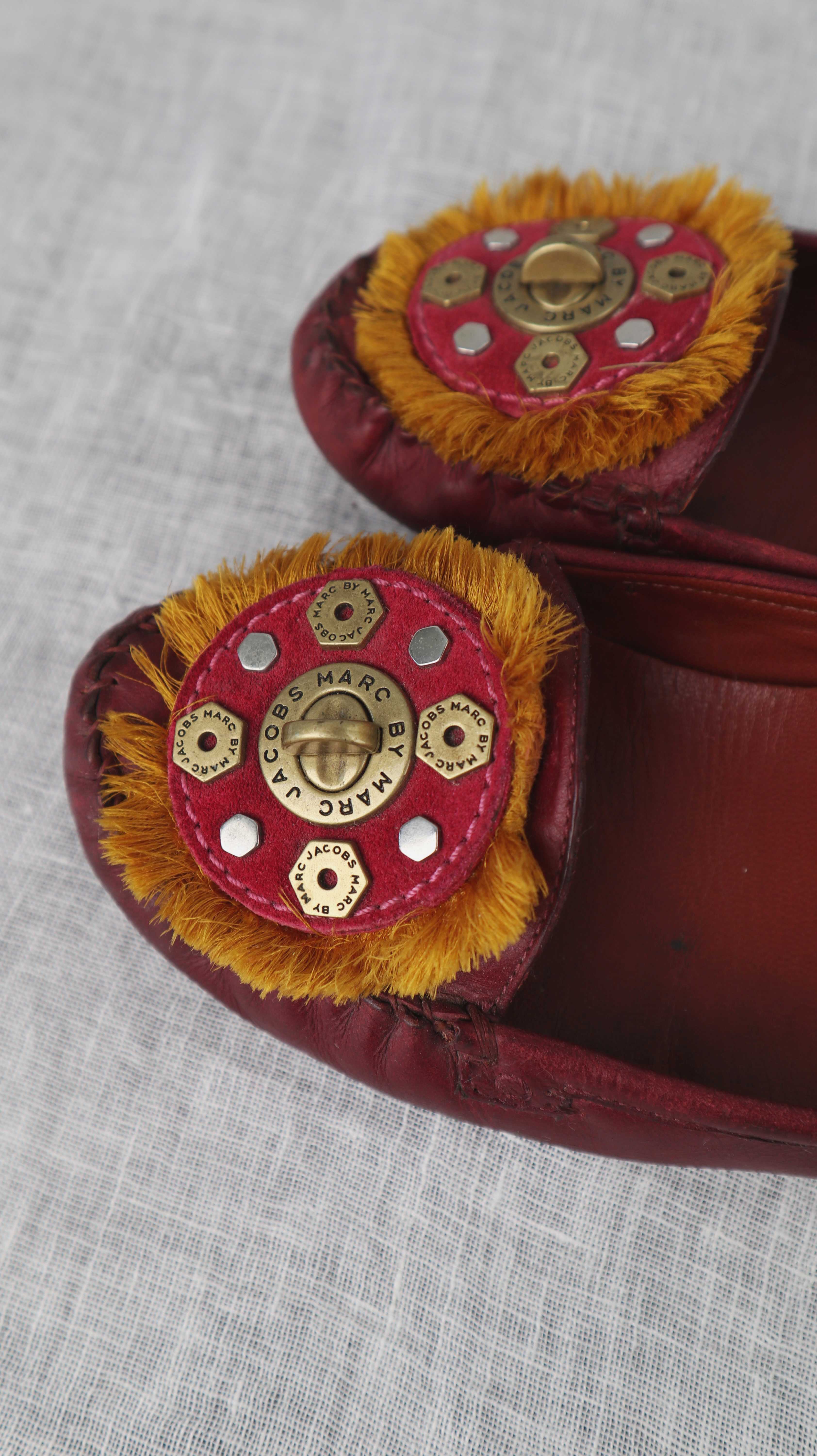 Marc Jacobs Ballerinas Slipper 39 Lederballerinas rot Fransen Bohemian