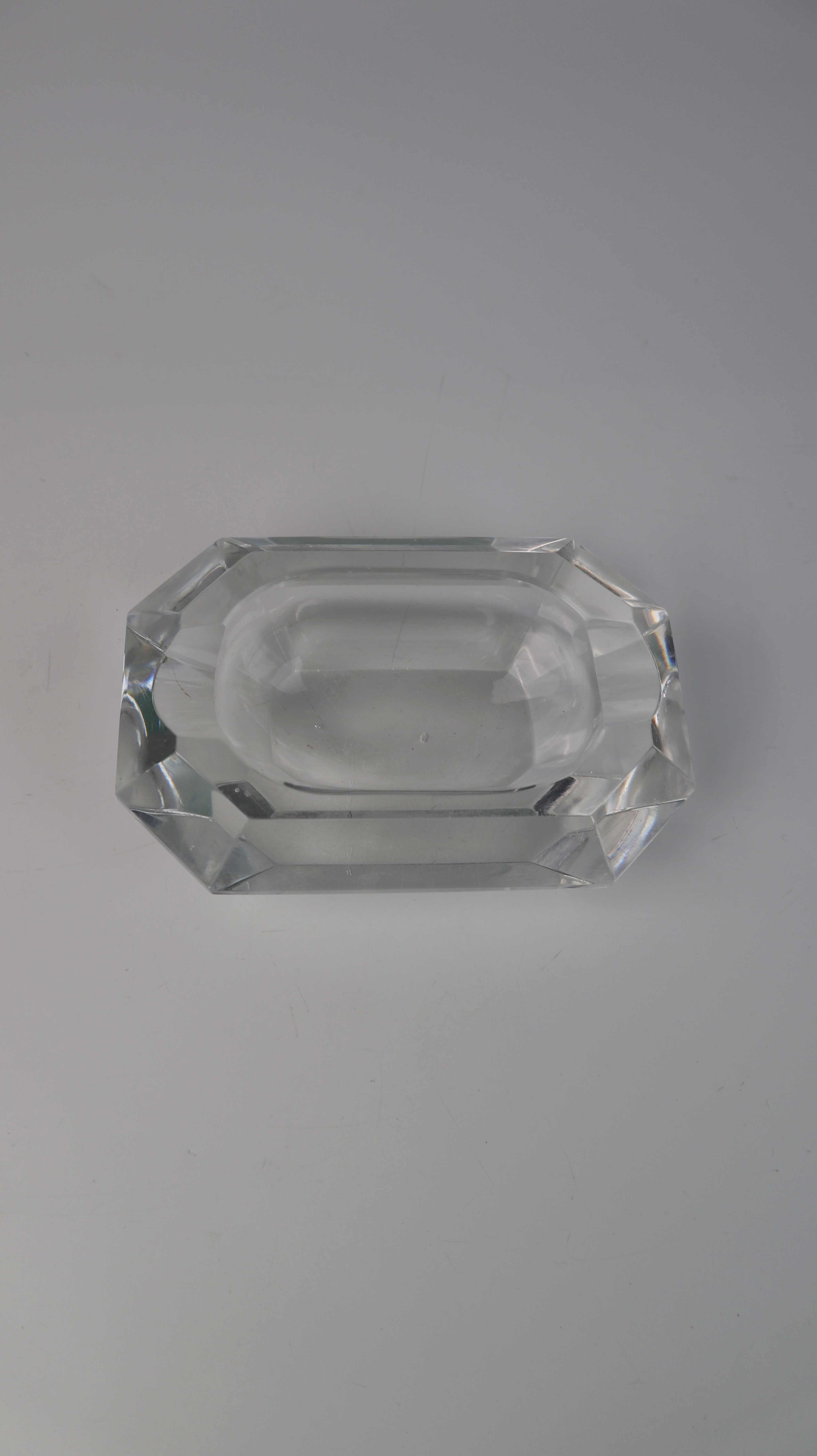 Vintage Aschenbecher Kristallaschenbecher Glas eckig Art Deco 50er