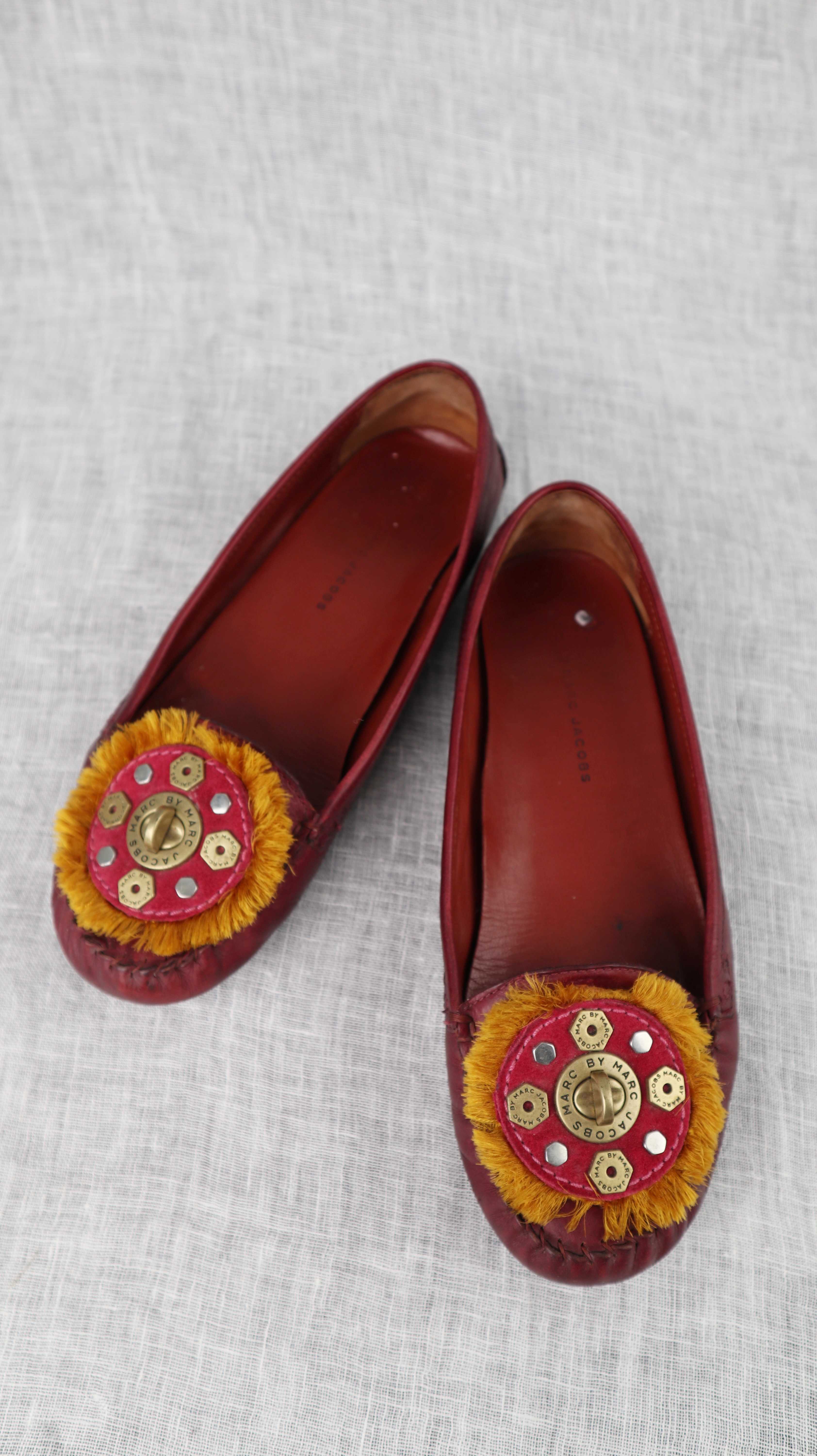 Marc Jacobs Ballerinas Slipper 39 Lederballerinas rot Fransen Bohemian