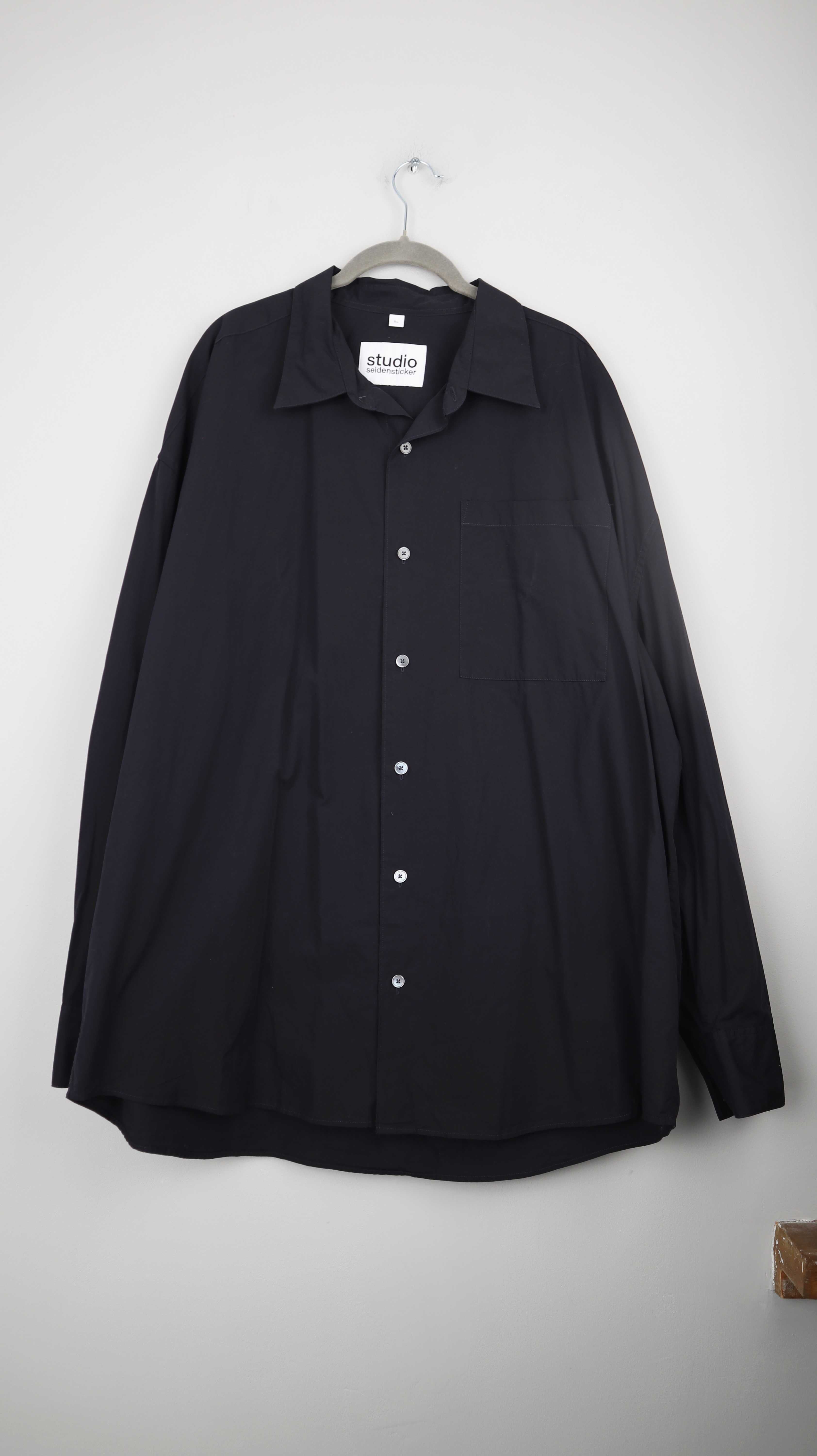Studio Seidensticker Hemd Schwarz XXL Shirt Langarm Baumwolle
