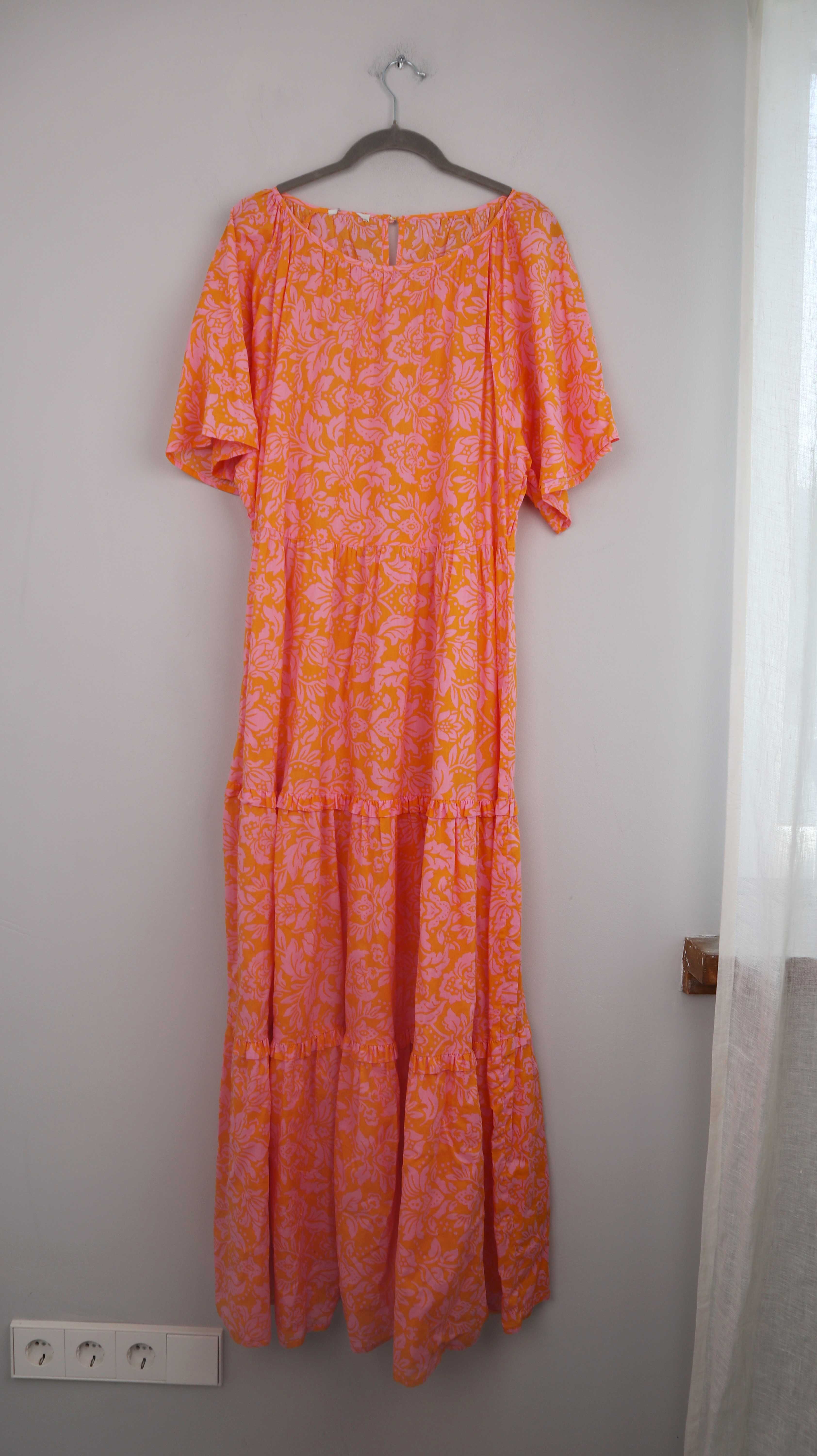 C&A Kleid Sommerkleid Maxikleid Maxi Orange Rosa 40 L