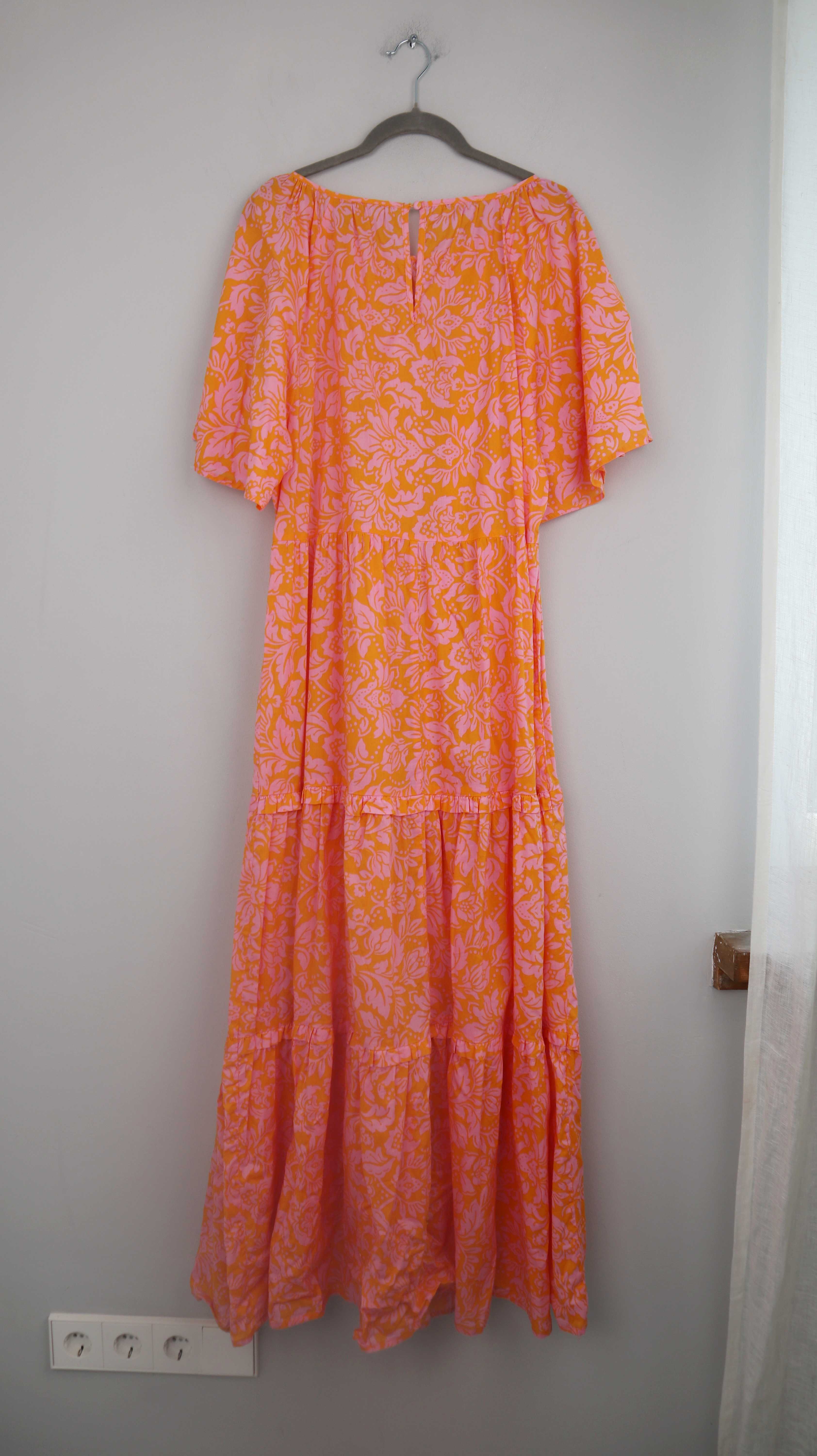 C&A Kleid Sommerkleid Maxikleid Maxi Orange Rosa 40 L
