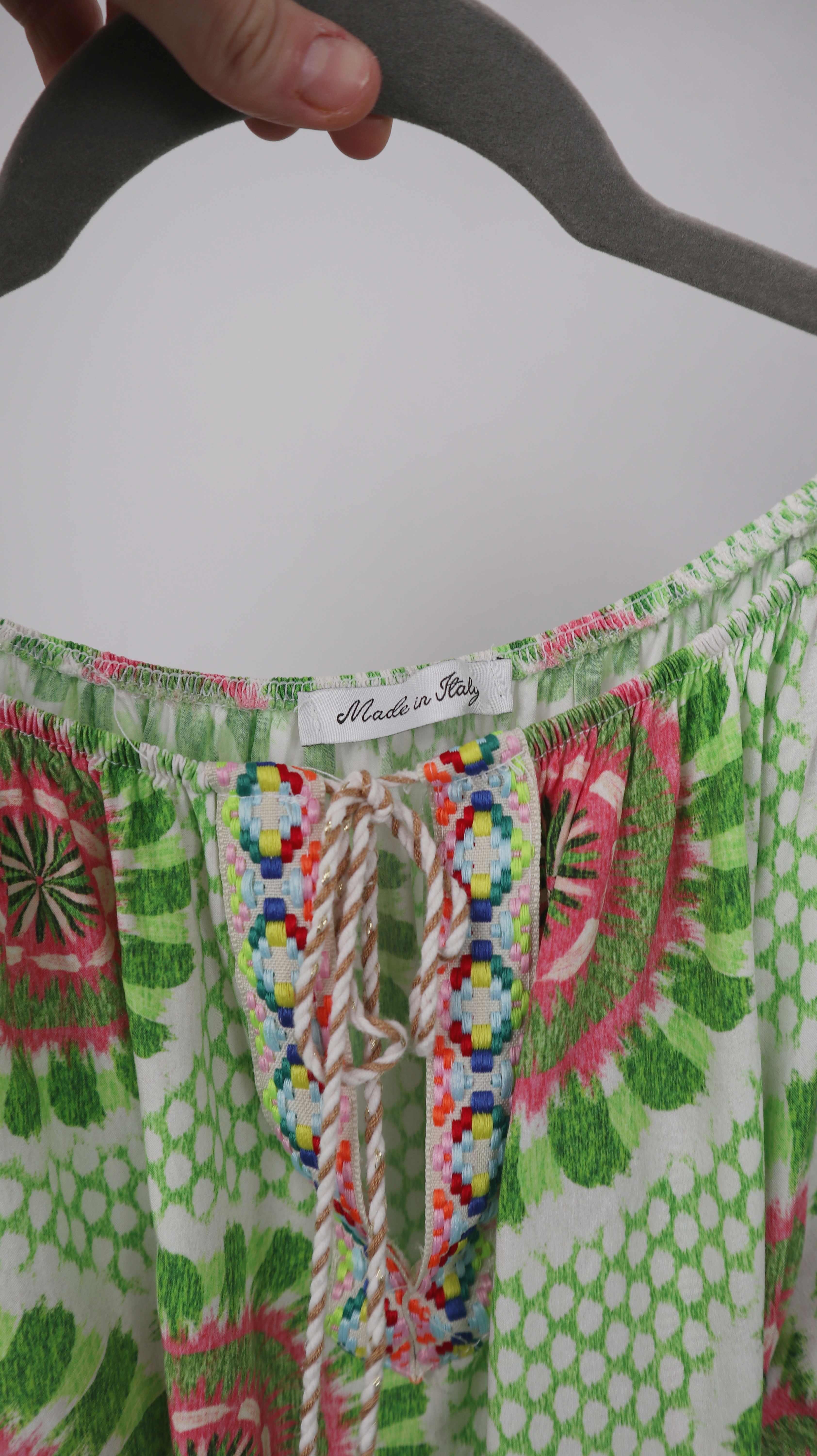 Made in Italy Bluse SHirt Grün 40 L Sommerkluse Paisley Hippie