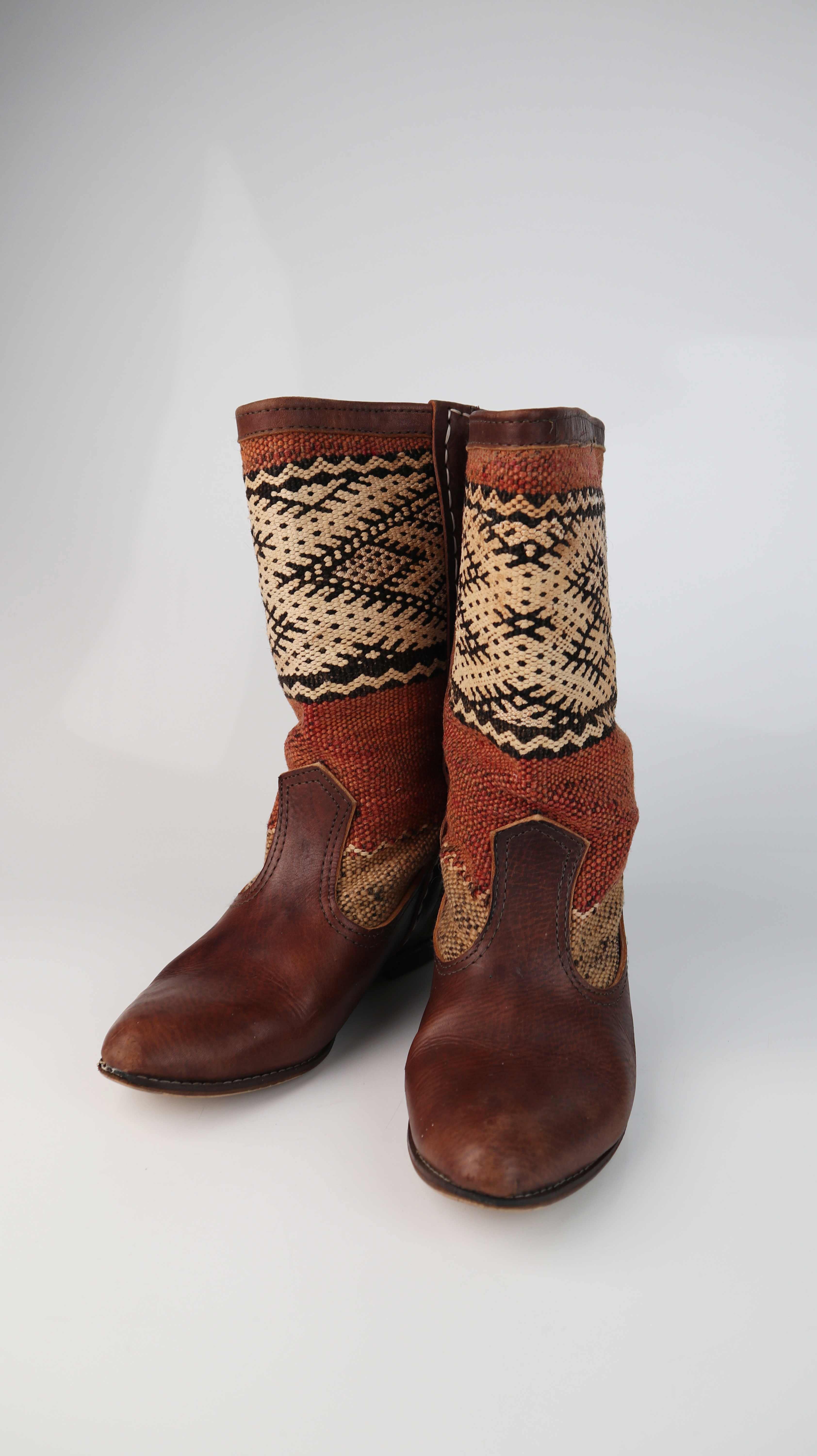 True Vintage Stiefel 39 Hippie Bohemian Lederstiefel Marokko Folklore