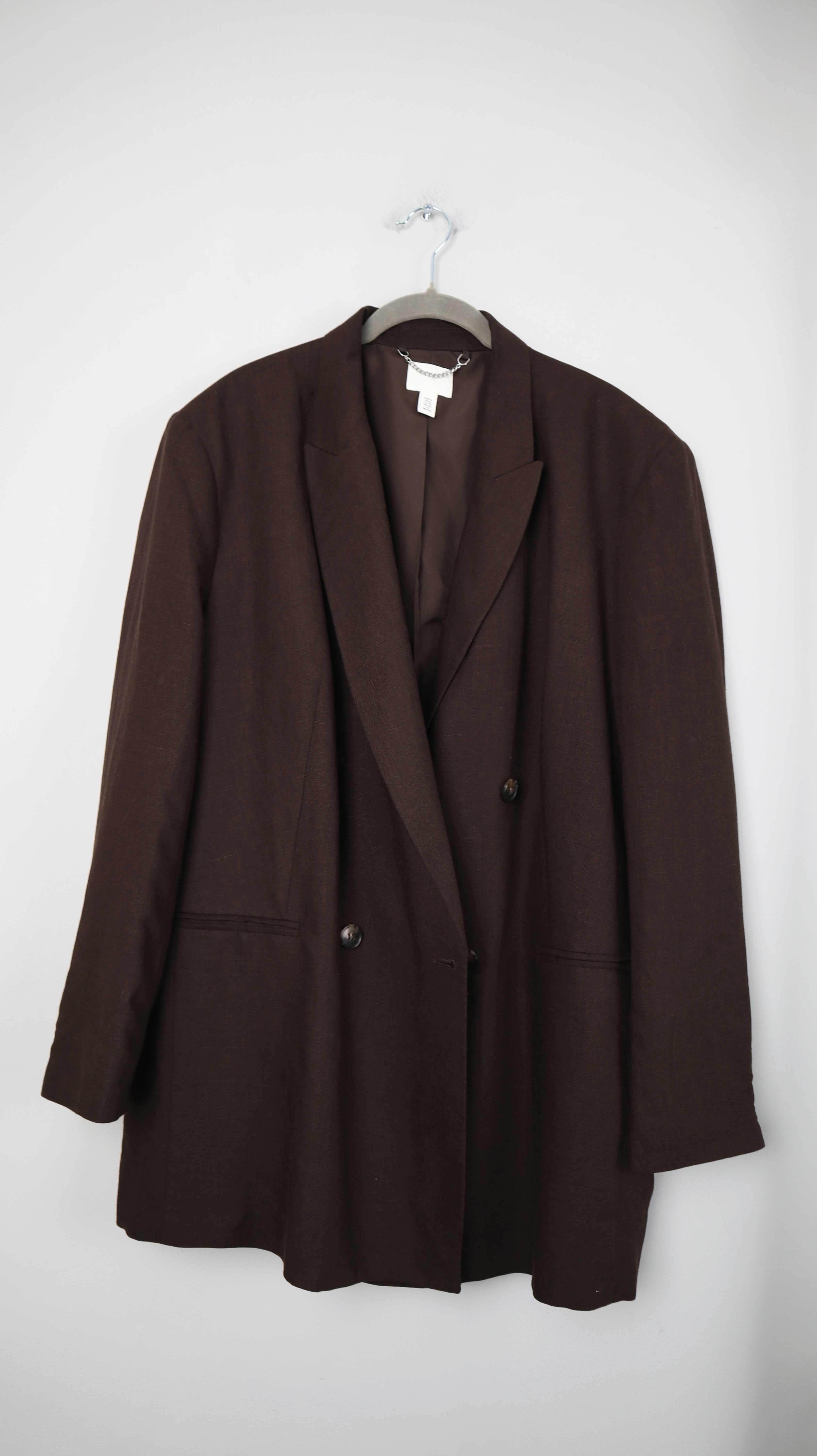 H&M Blazer Leinen Braun Schokobraun XL Jacke Leinenblazer