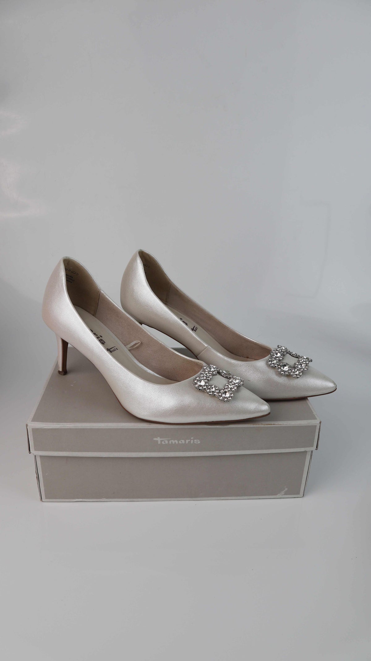 Tamaris Heels 41 Pumps Absatzschuhe weiß Zier Applikation