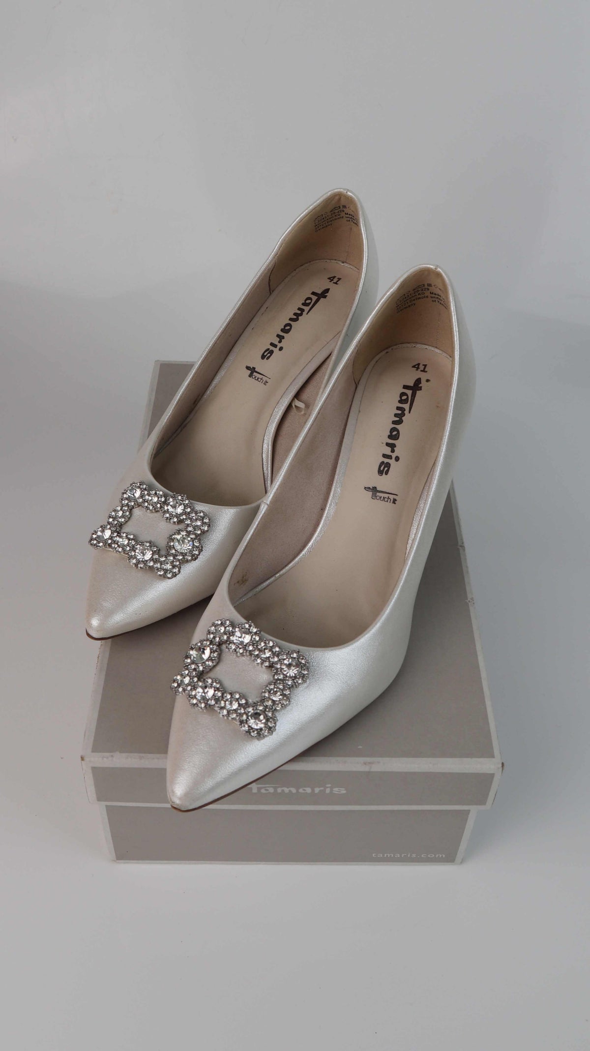 Tamaris Heels 41 Pumps Absatzschuhe weiß Zier Applikation